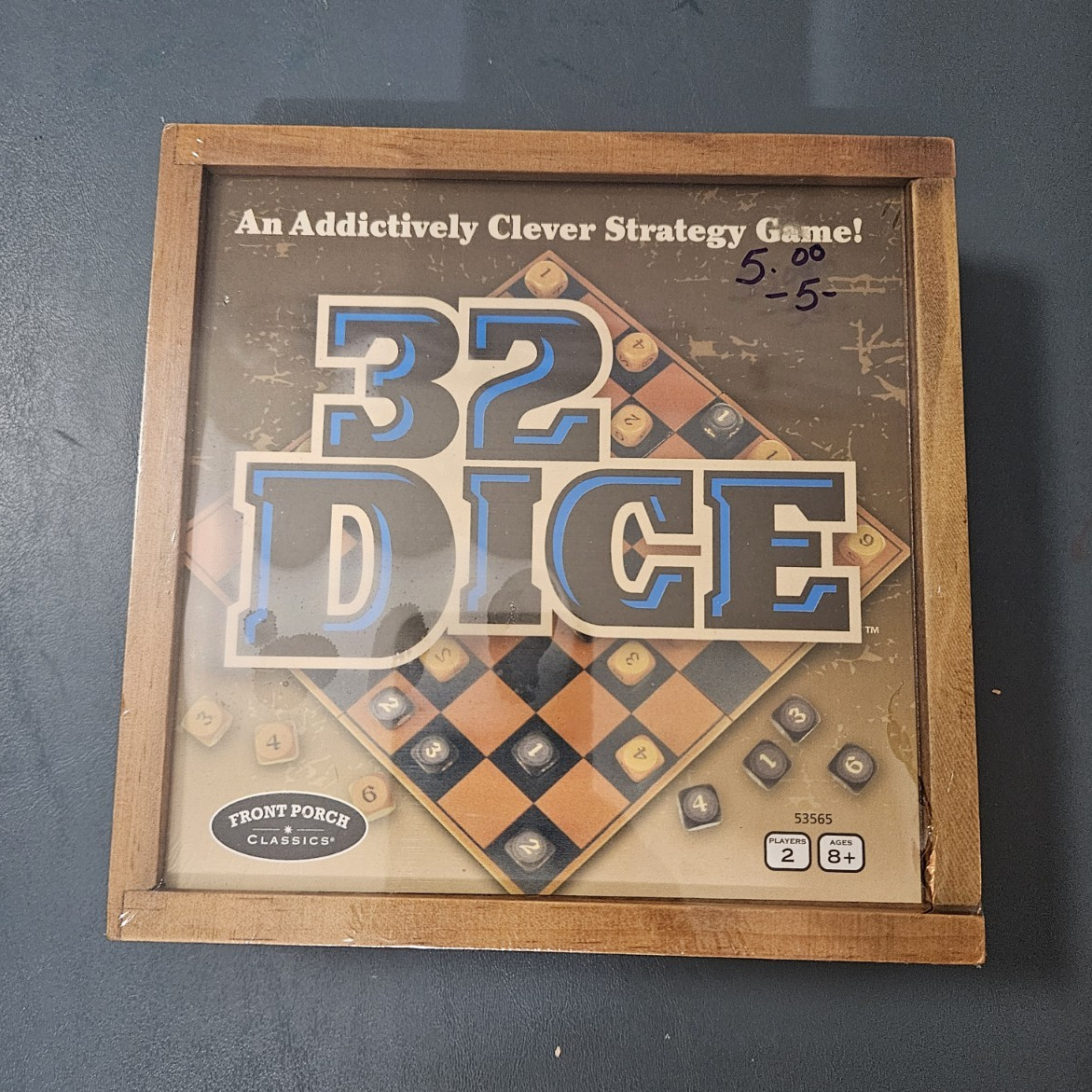 Front Porch Classics 32 Dice Strategy Board Game Wooden Box 2 Players 8+ 53565