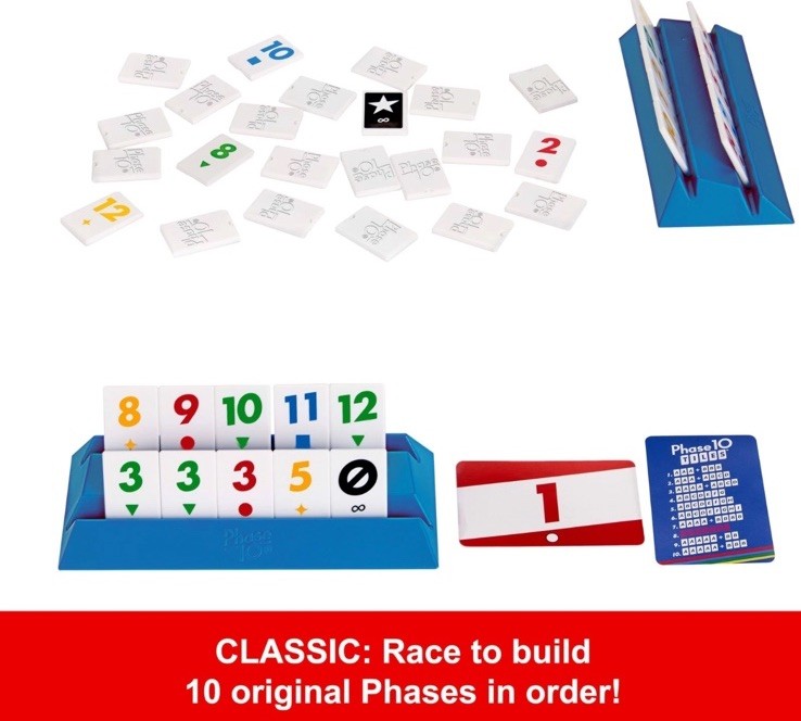 Phase 10 Tiles Game – Quick Rummy Play for 2-4 Players with Unique Phases – NEW