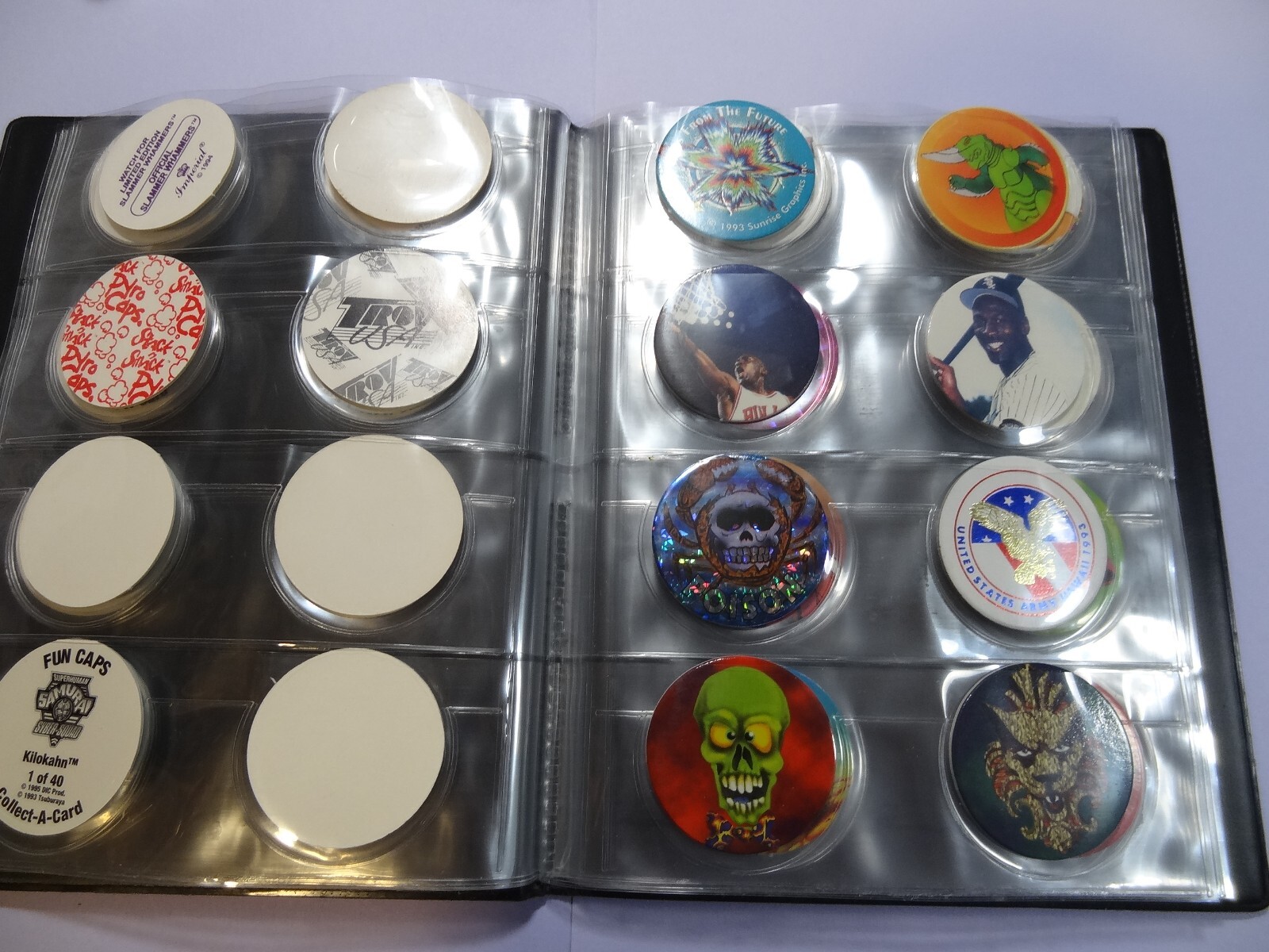 Pogs * 100 Miscellaneous Variety in Binder * 5 Slammers * Plastic & Metal