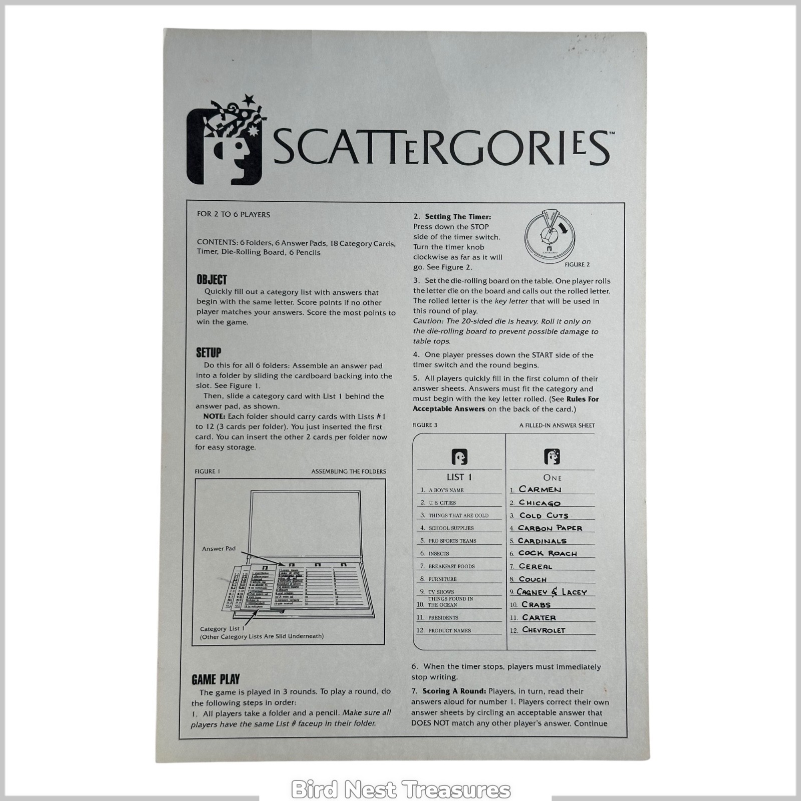 Milton Bradley 1988 THE GAME OF SCATTERGORIES—100% Complete w/ Original Box NM