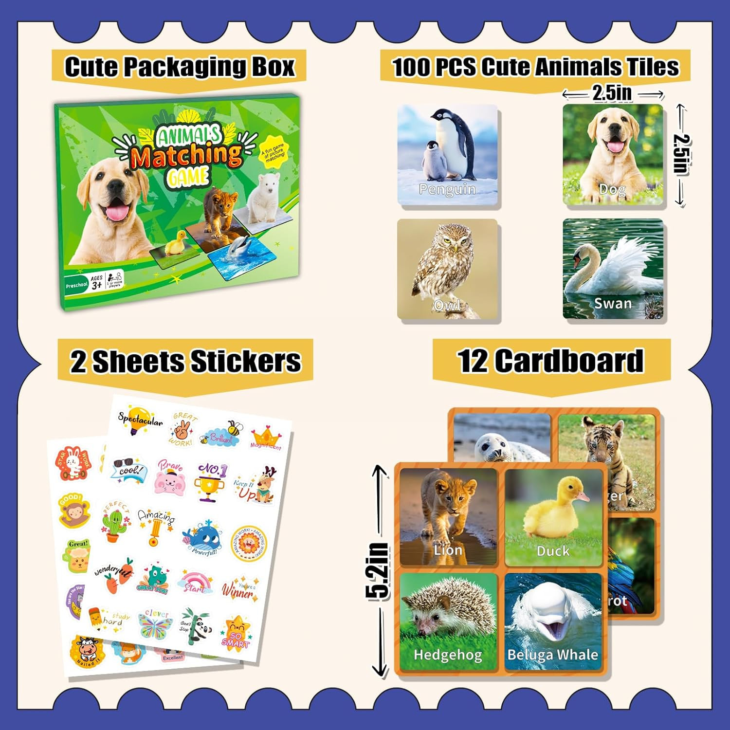 Animal Matching Game for Kids 100PCS Memory Card Game for Toddlers Preschool …