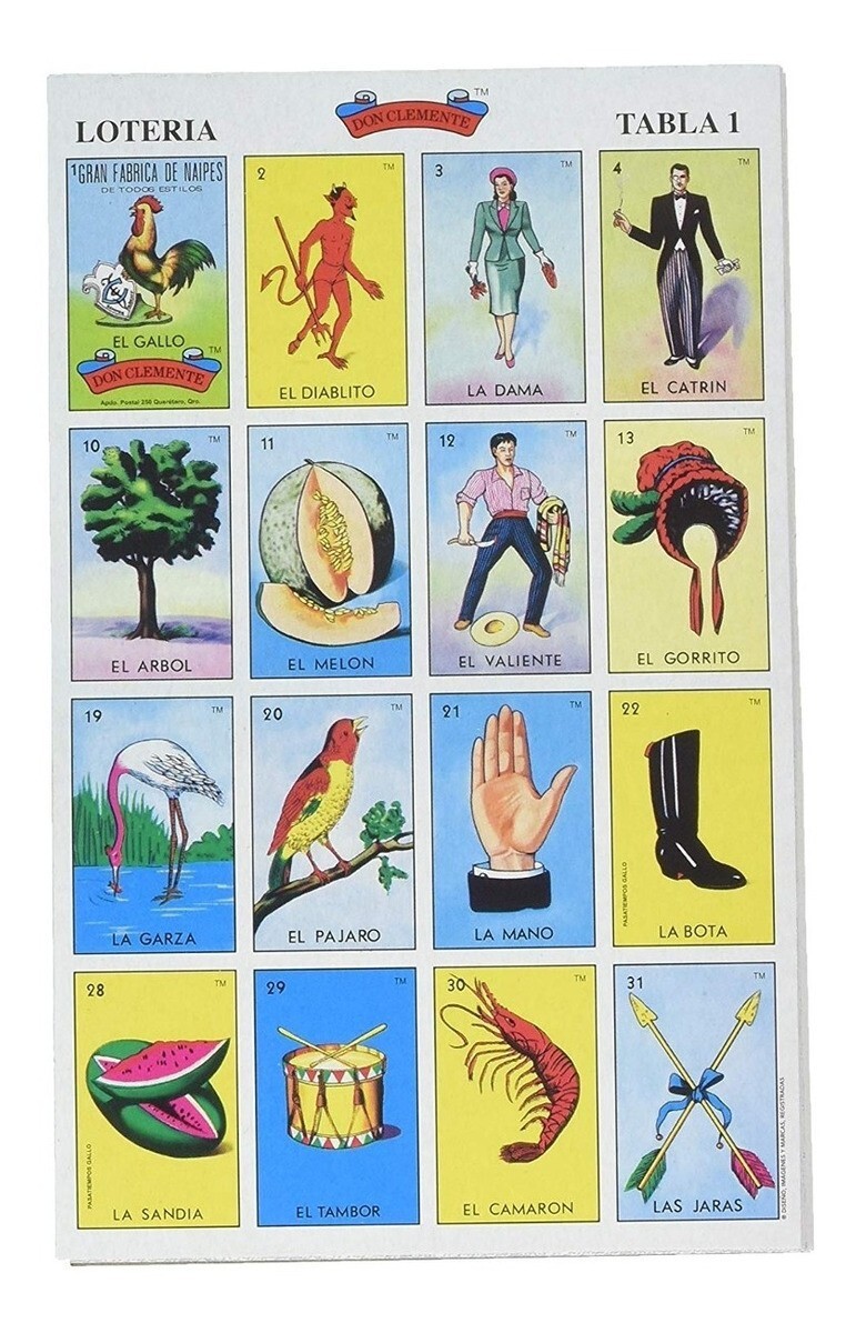 Don Clemente Authentic Loteria Card Game 10 Tablets, Jumbo Size