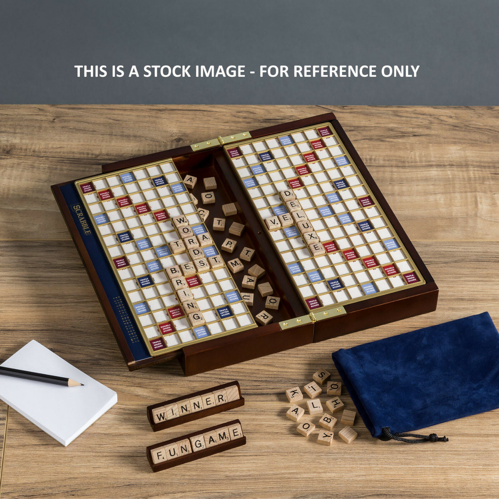 Scrabble Deluxe Travel Edition Wooden Folding Board Game Road Trip Open Box Used