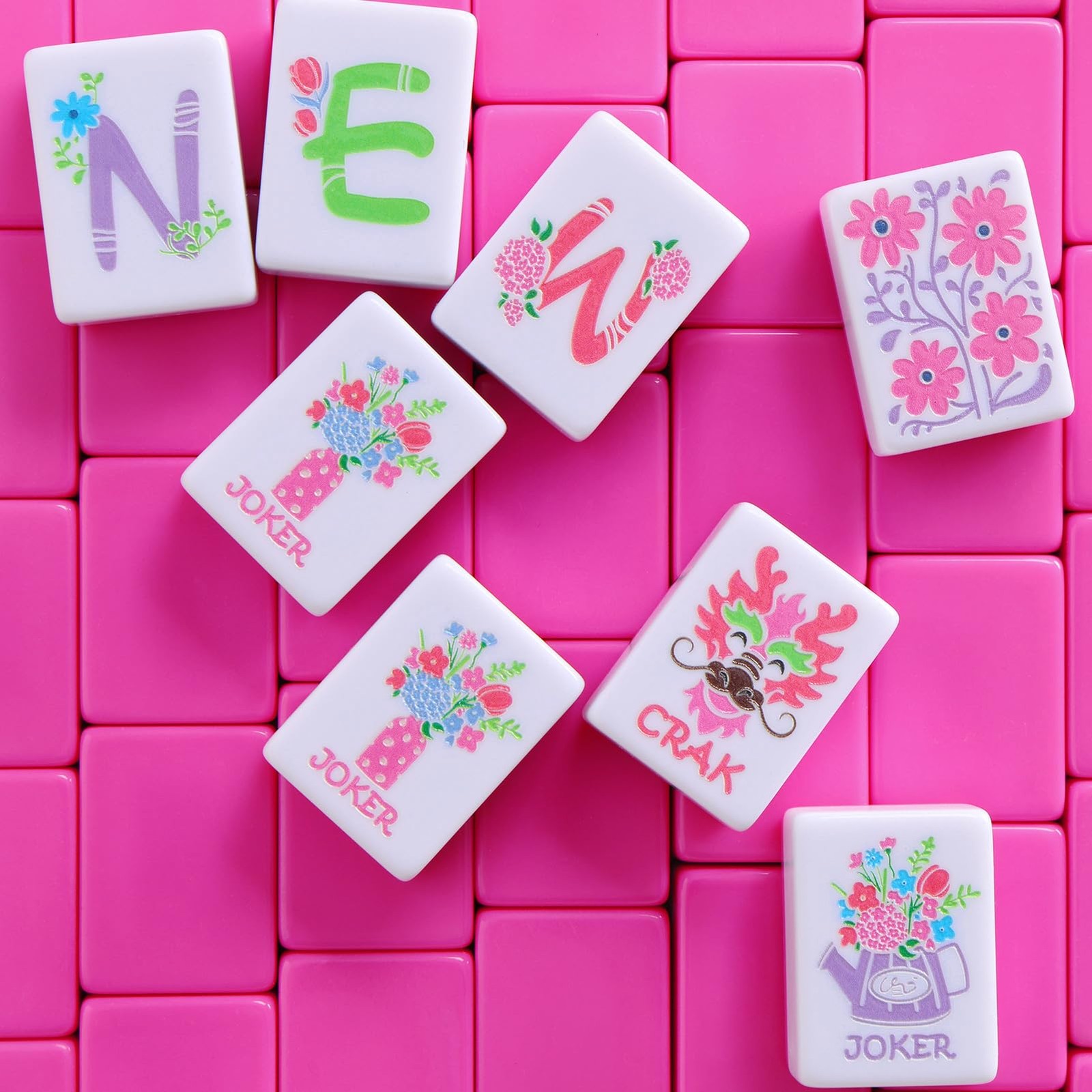 Majolicia American Mahjong Set, 160 Engraved Tiles with Accessories and Mahjo…