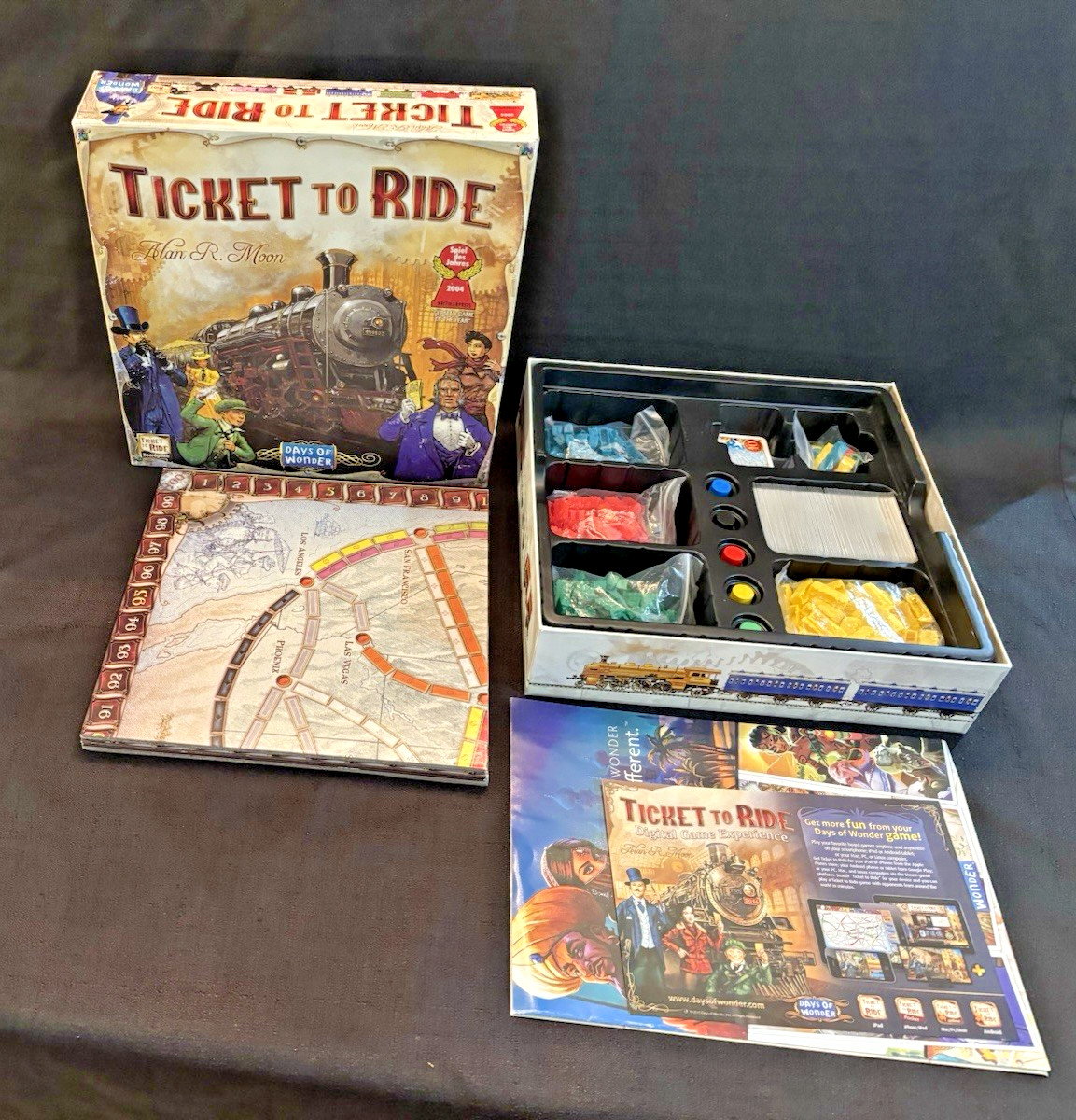 Days of Wonder Ticket To Ride Train Adventure Board Game by Alan Moon -Complete