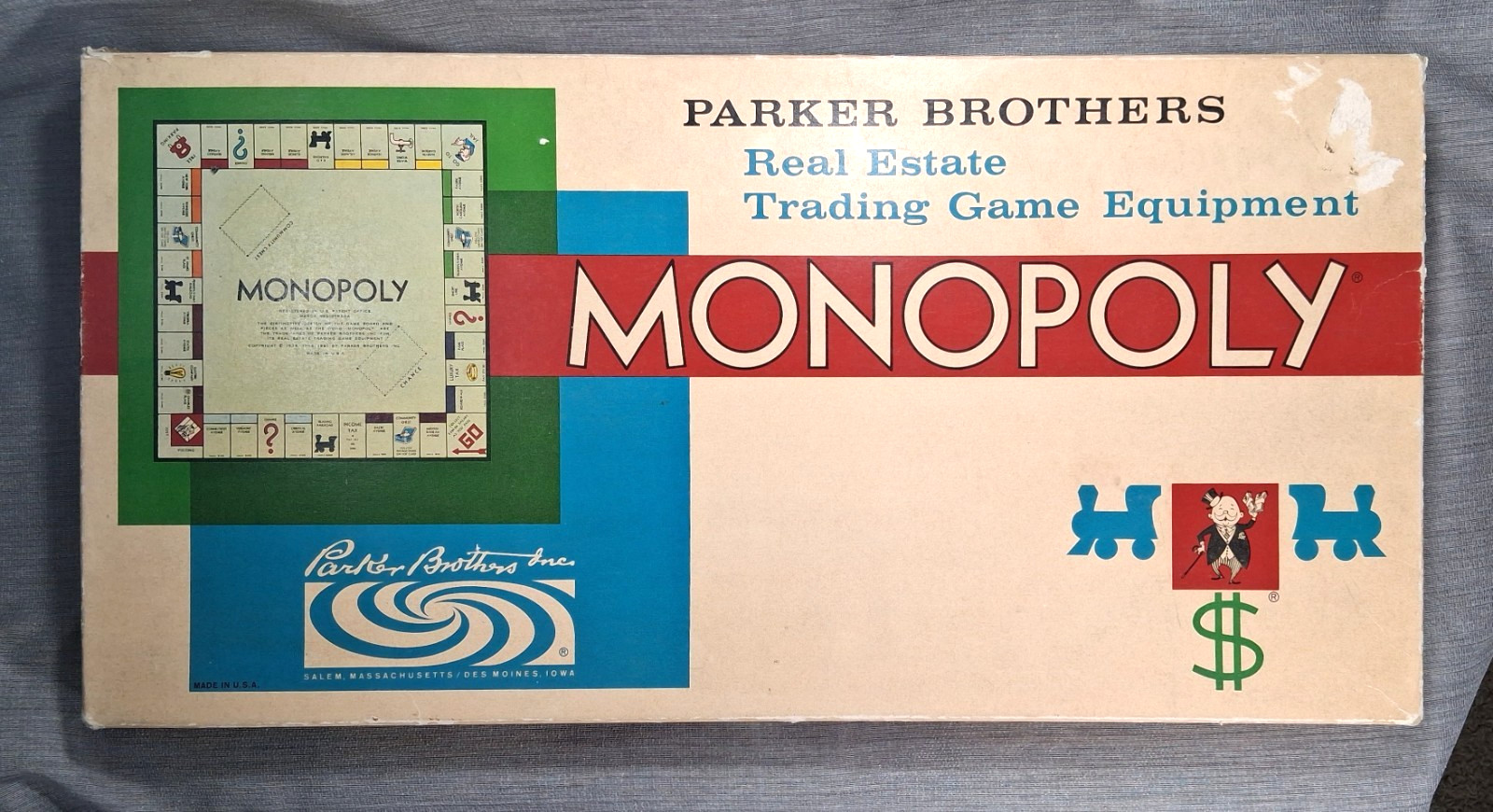 VINTAGE 1961 MONOPOLY GAME PARKER BROTHERS USA REAL ESTATE TRADING COMPLETE