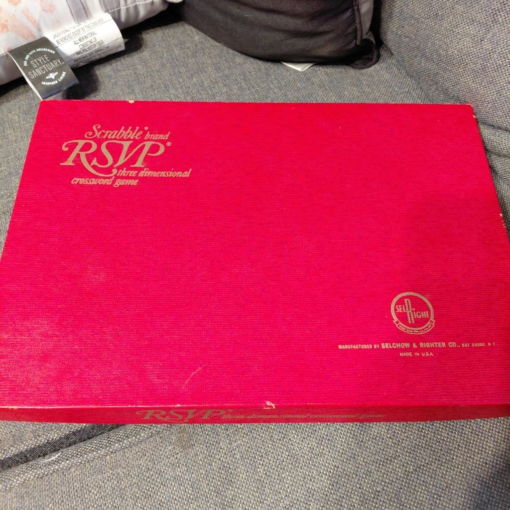 Scrabble RSVP 3D Crossword Board Game One Size Red Blue Vintage