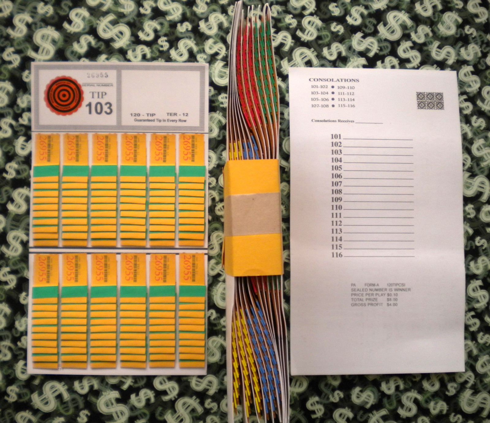 1 Dozen 120 TER-12 REGULAR “NOT Sure” TIP BOARDS {101-116} Pull Tab Jar Tickets
