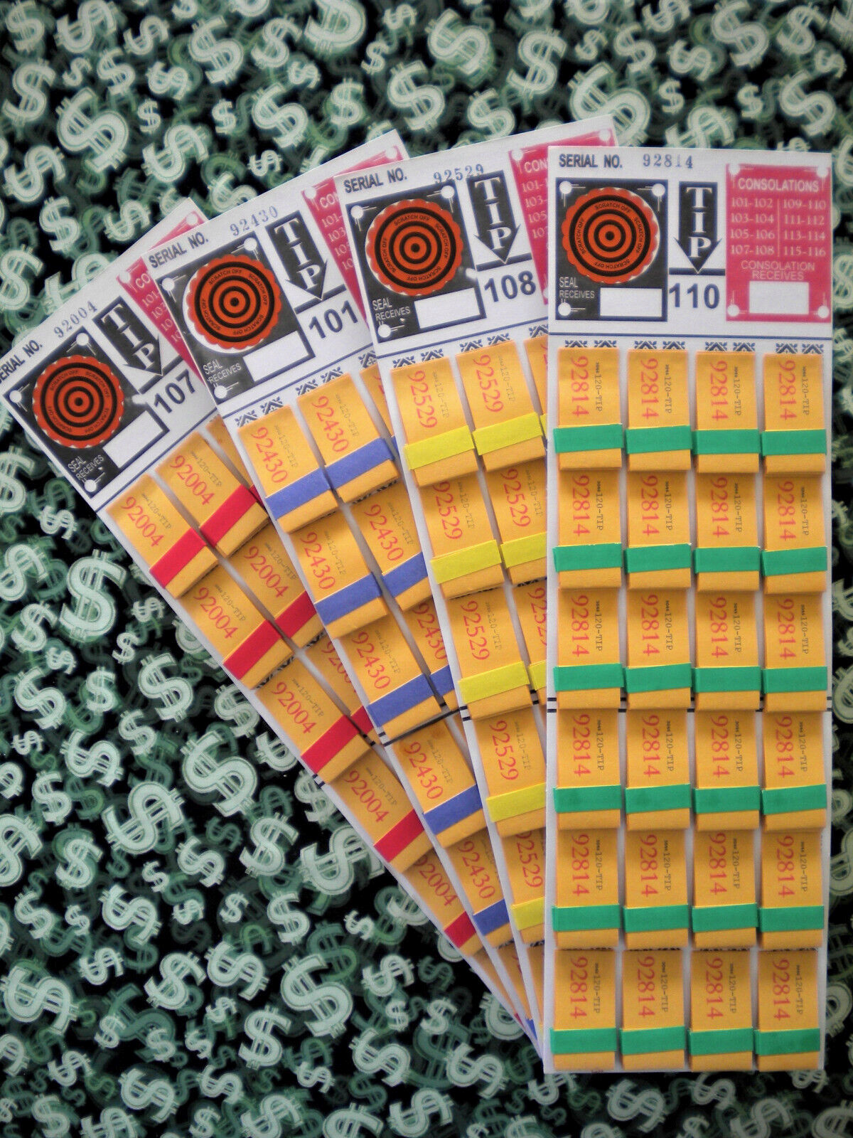 ( 1 Each ) ~ 120-P5 REGULAR “NOT Sure” TIP BOARDS {101-116} Pull Tab Jar Ticket