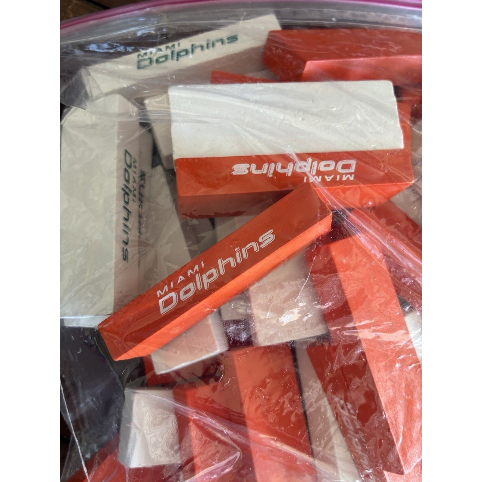 Miami Dolphins Classic Jenga Game Orange White Blocks NFL Man Cave Bar Fans