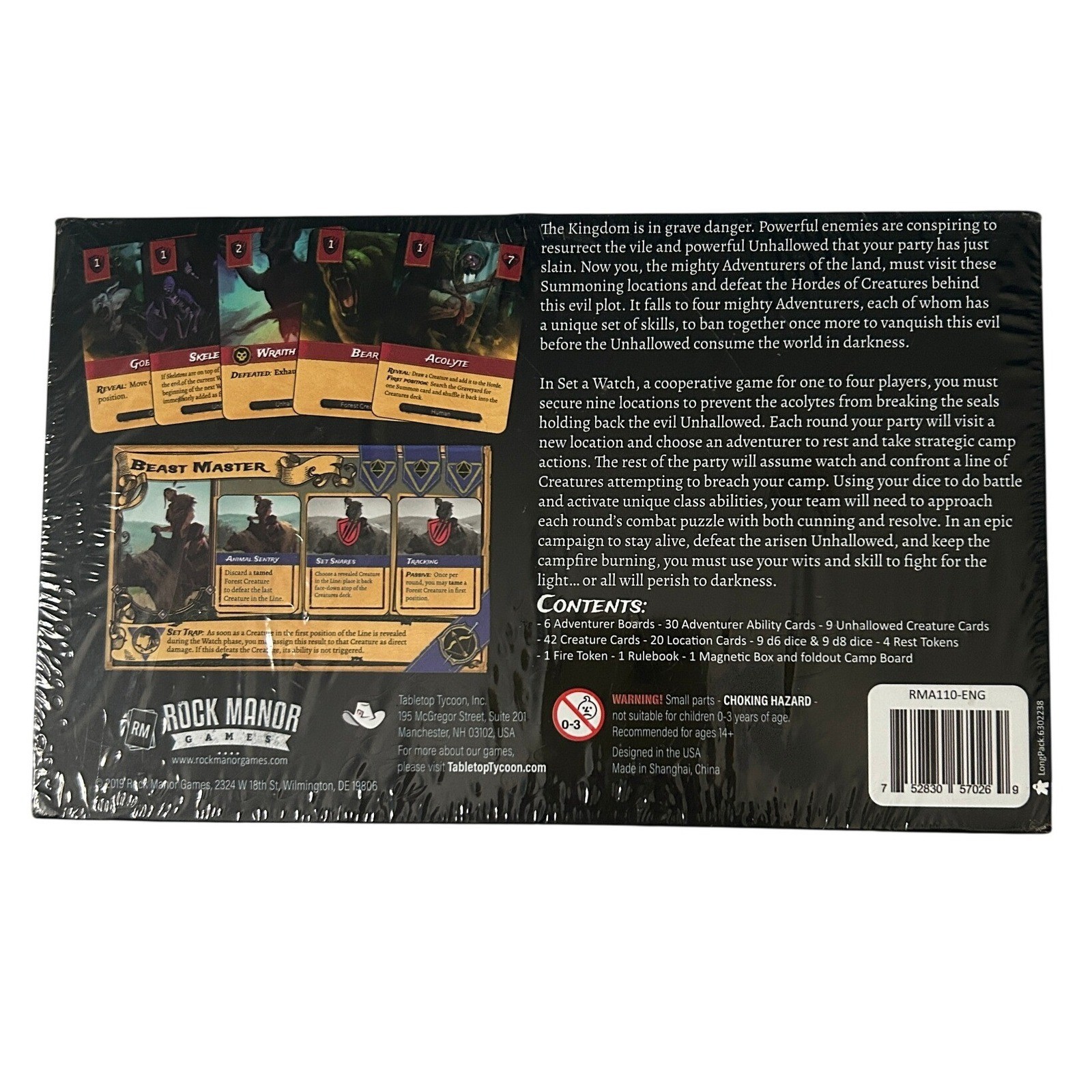 NEW Sealed Rock Manor Games Set a Watch Black Fantasy Cooperative Board Game