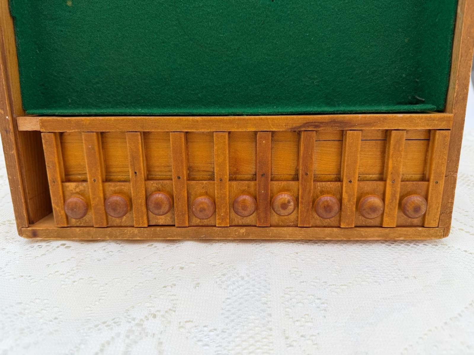 Vintage Shut The Box Wooden Game Felt Surface & Bemis Manufacturing Co. Label