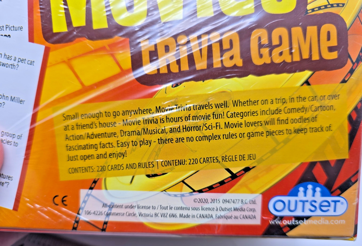 BRAND NEW Movies Trivia Game Outset 2018 SEALED