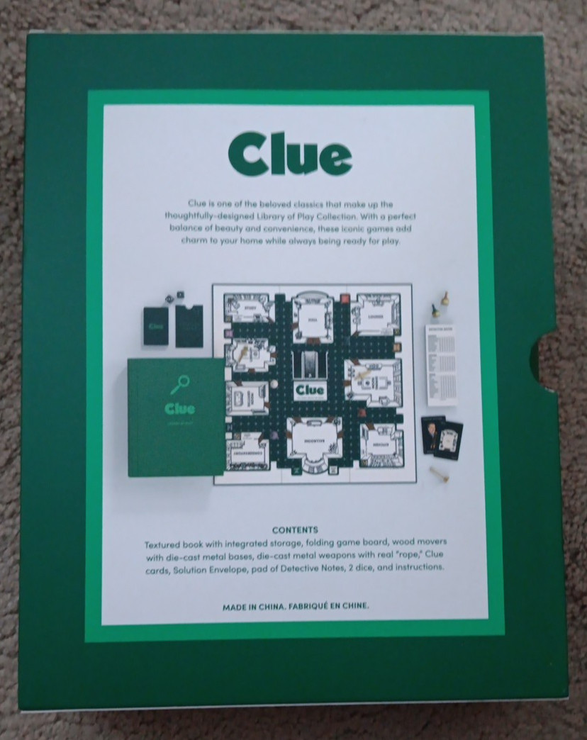 LIbrary of Play : Candy Land; Chess; Clue; Guess Who? Scattergories; Trouble;