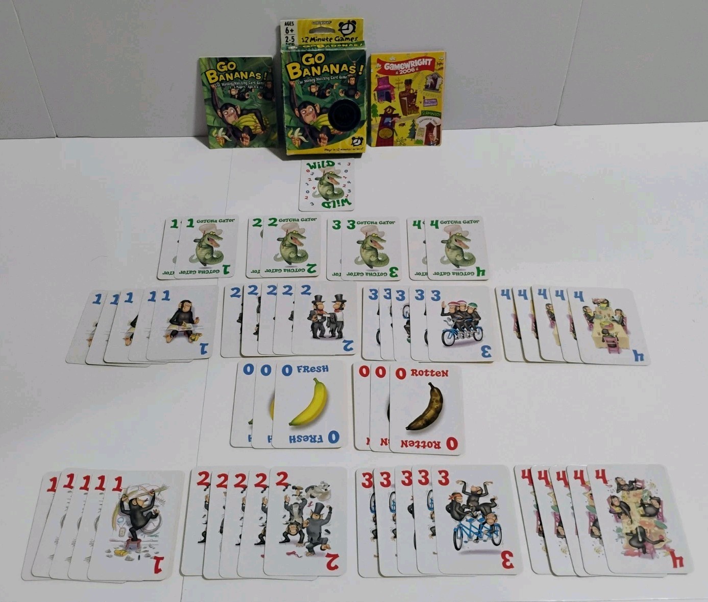 Vintage 2004 Gamewright Go Bananas Monkey Matching Card Game COMPLETE