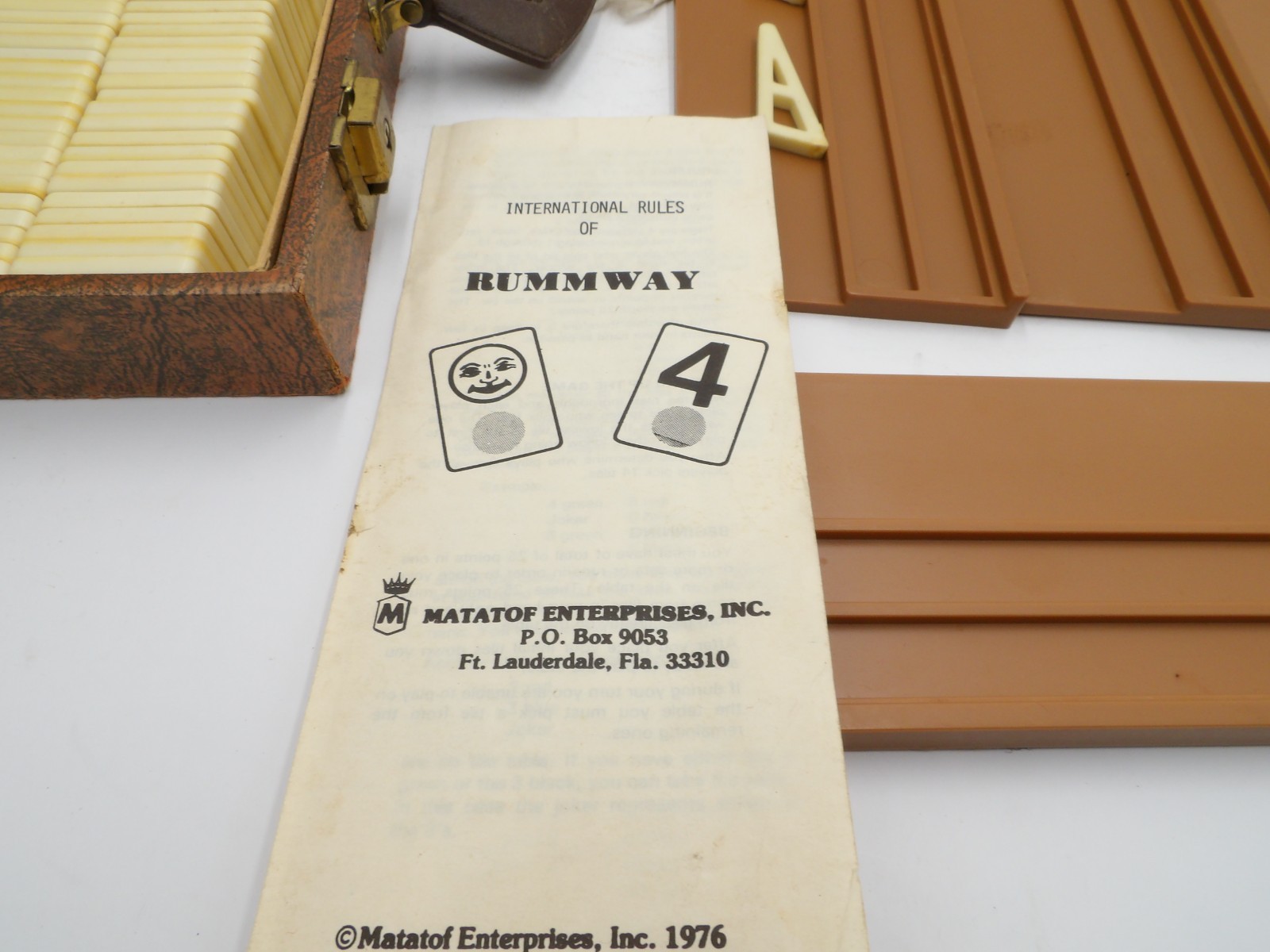 Vintage 1976 Rummway Tile Game By Matatof Complete W/106 Tiles Wood Carry Case