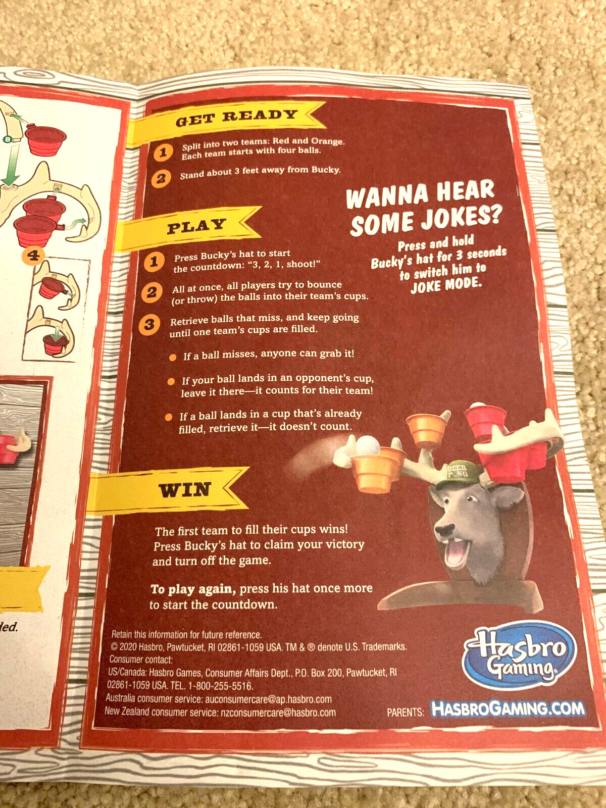 Hasbro Deer Pong Game with Talking Comical Deer Ages 8 & UP