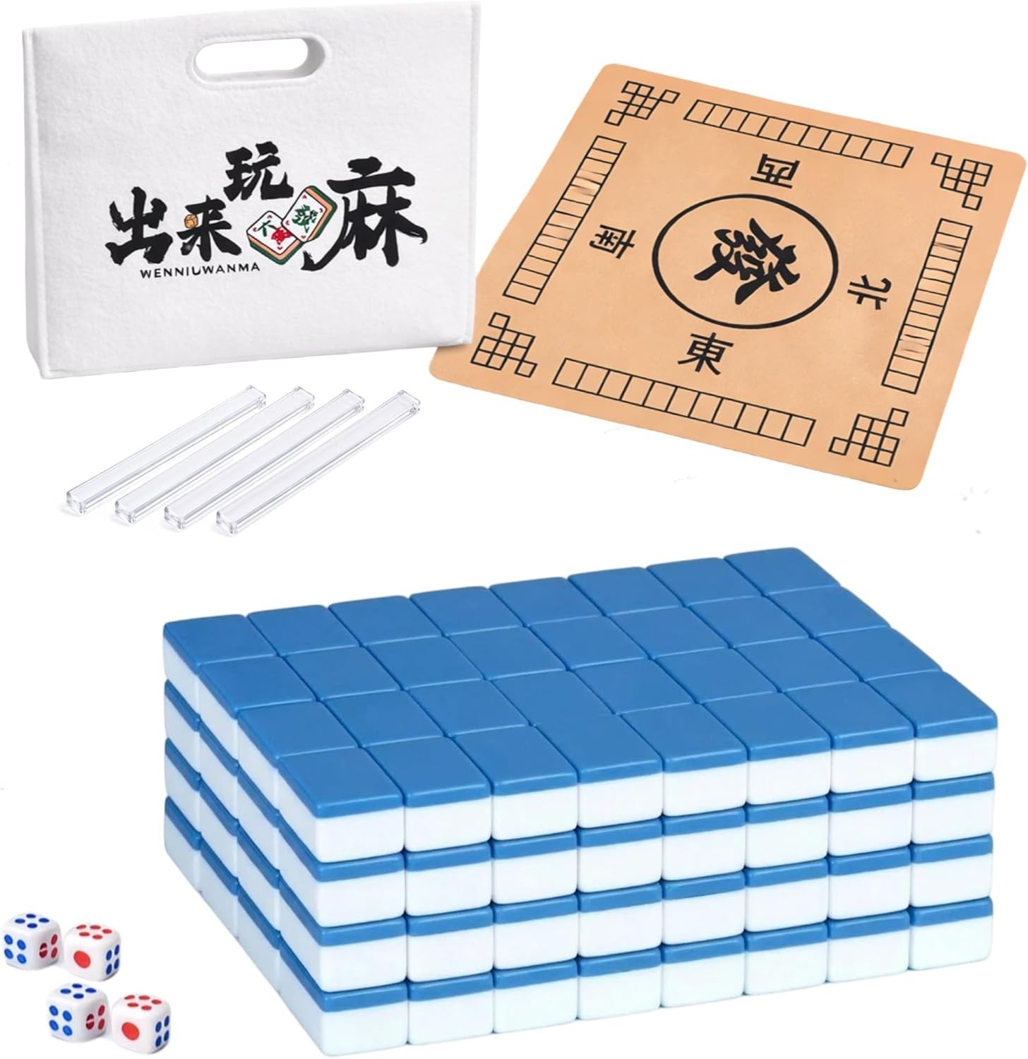 Chinese Mahjong Tile Set Traditional 144 Tiles – 30mm Melamine Mahjong Tiles …