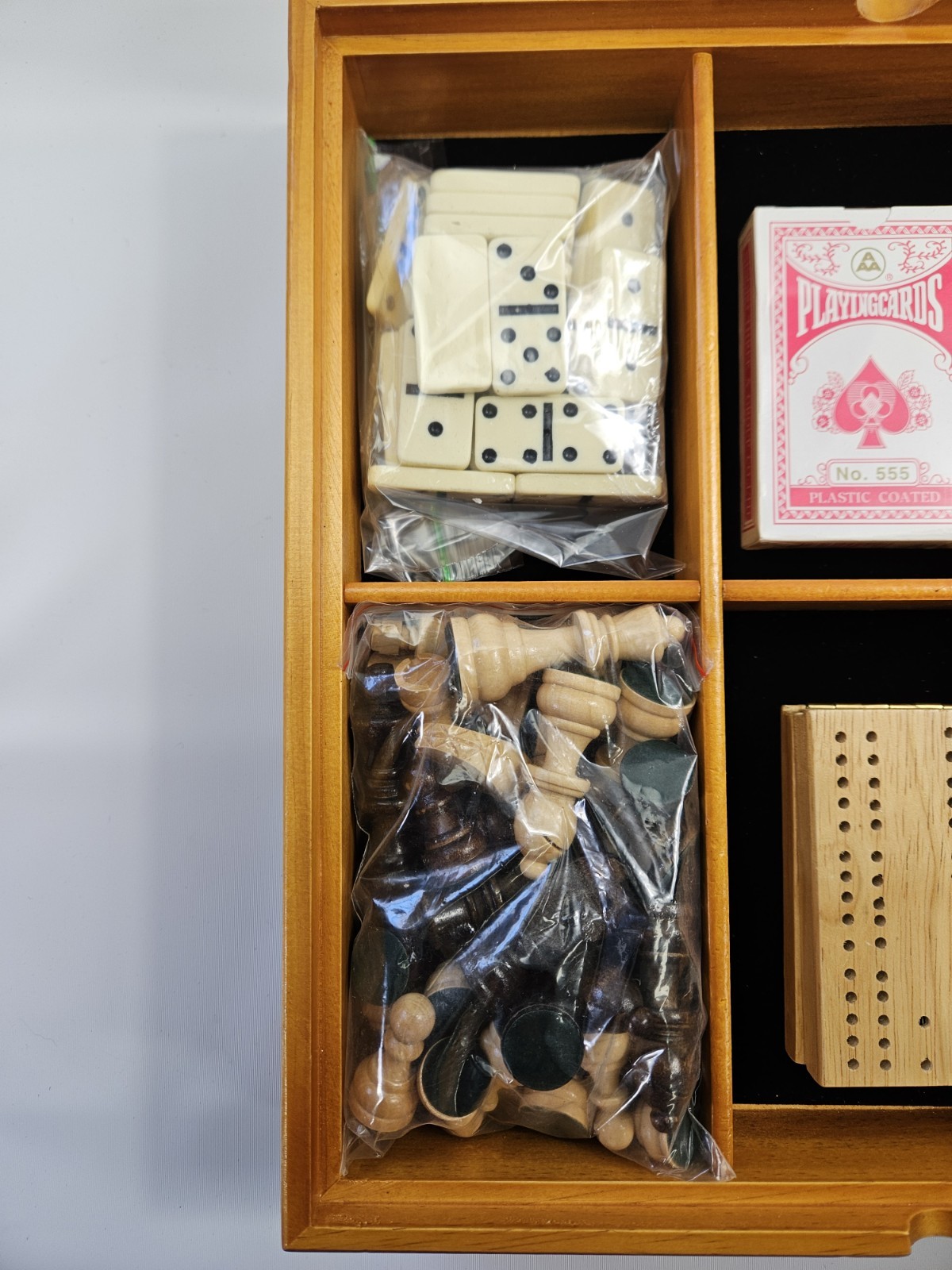 7-in-1 Chess/Checkers/Backgammon/Dominoes/Poker/Cribbage Board Game Combo Set