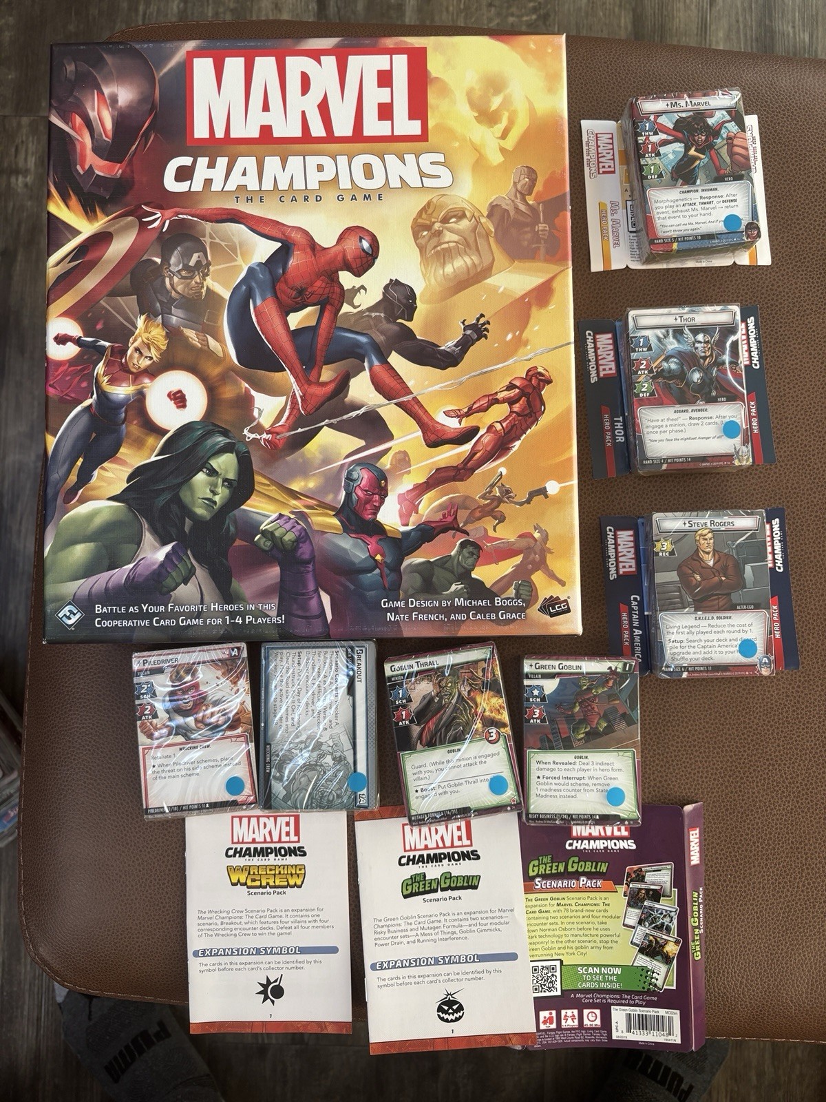 Marvel Champions Base Game + Hero Packs Captain America Thor Ms Marvel + MORE
