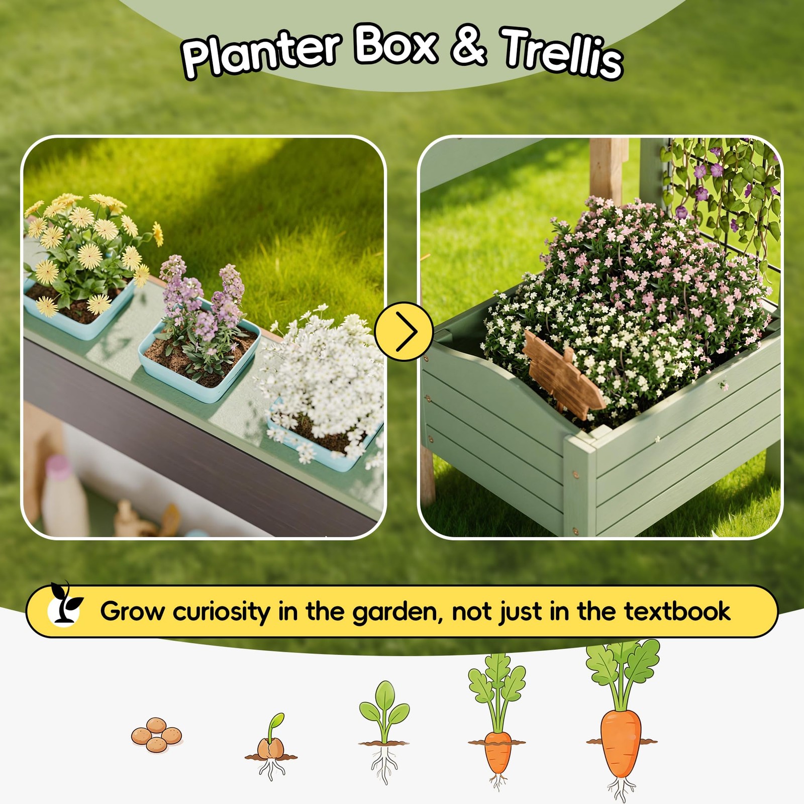 Wooden Mud Kitchen for Kids Outdoor Pretend Play Plant Growing Box Removable