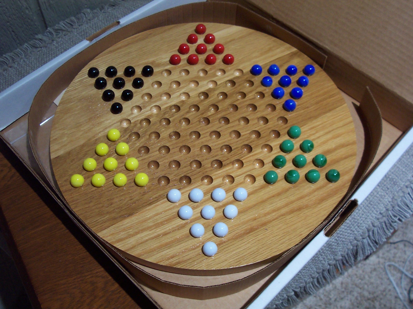Vintage LL Bean Chinese Checkers Board Game Oak USA Made with Box Unused