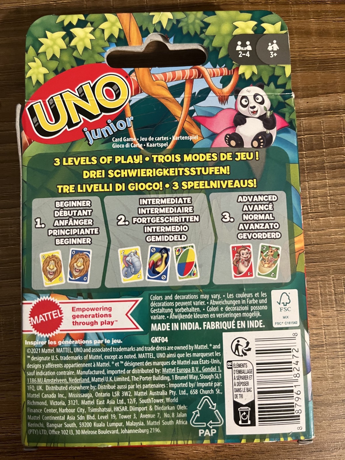 UNO NEW SEALED Junior Card Game 56 Cards Gift Kids 3 Years Old & Up, 2 players