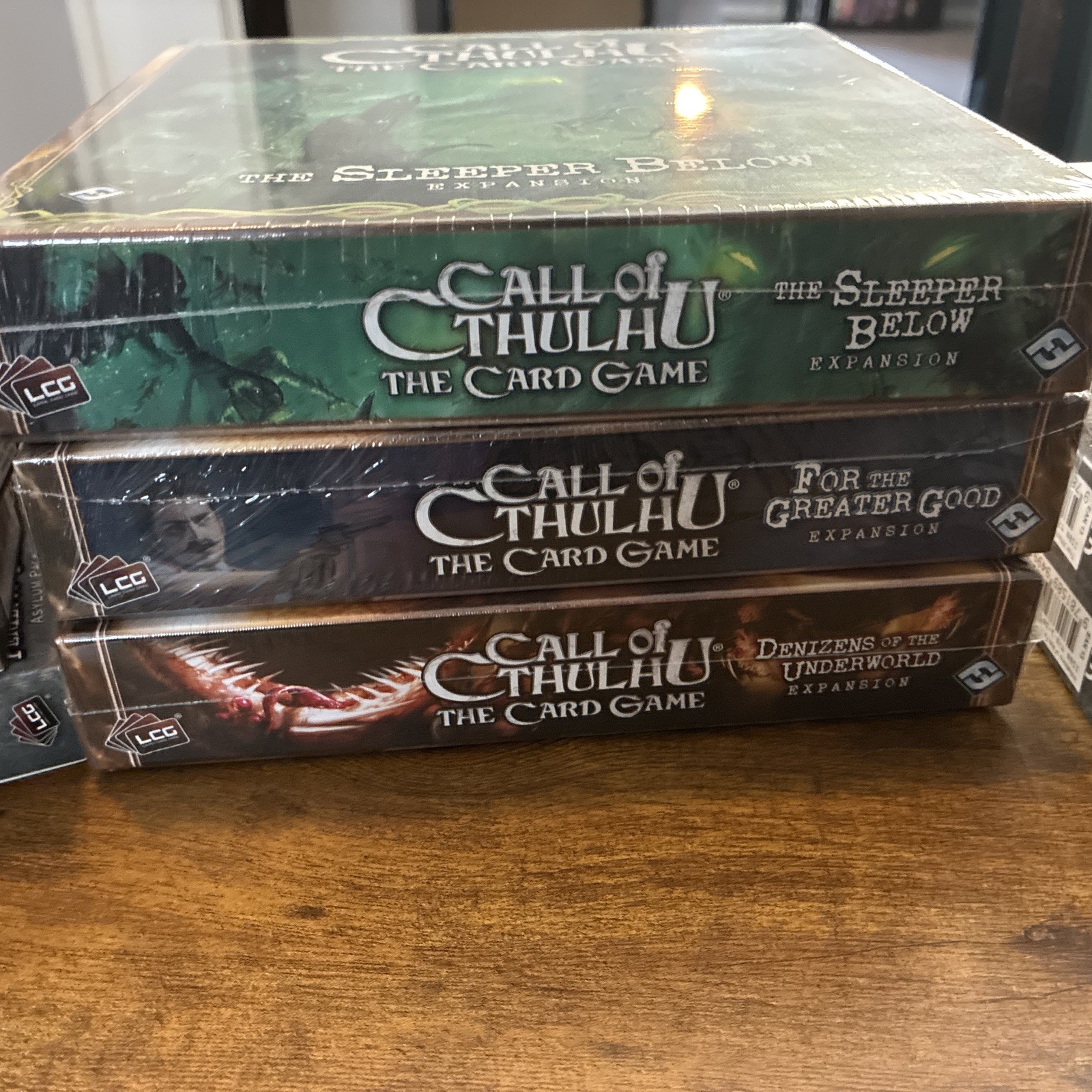 SEALED Call Of Cthulhu The Card Game Expansion Lot – 3 Boxes, 7 Decks