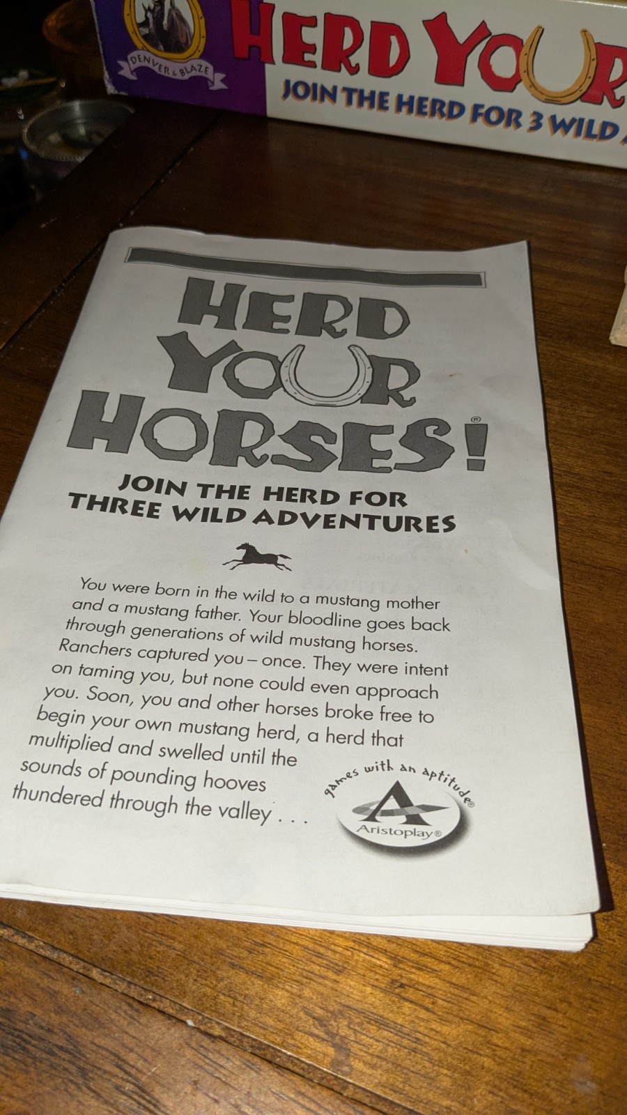 Herd Your Horses Wild Adventures Board Game (2009 Aristoplay, USA) 1 Card Short