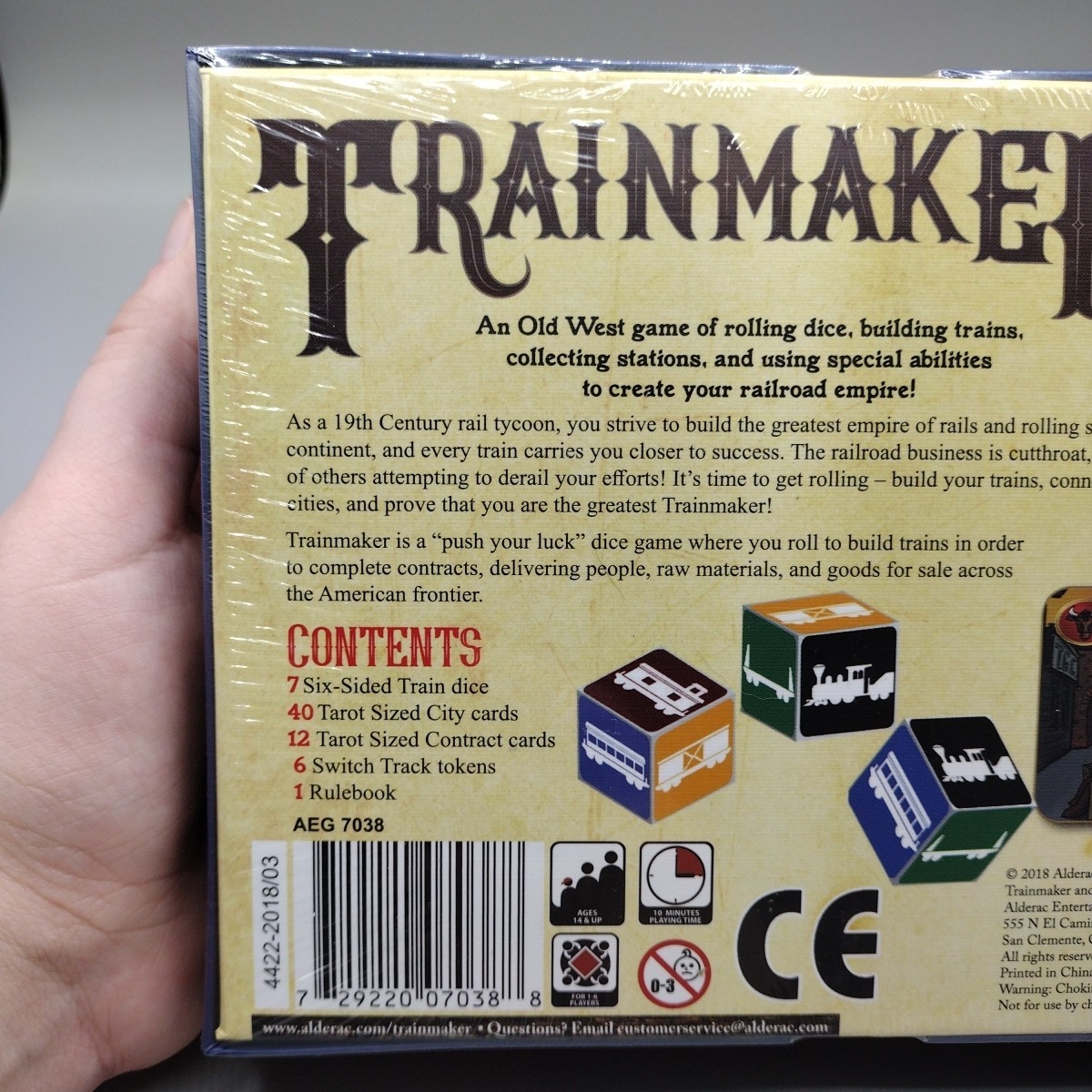 Trainmaker Board Card Dice Game Chris Leder AEG Railroad Push Your Luck Trains