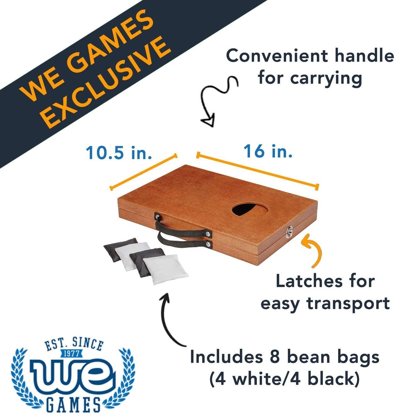 WE Games Indoor or Outdoor Travel Cornhole Game – 16 x 10.5 in.
