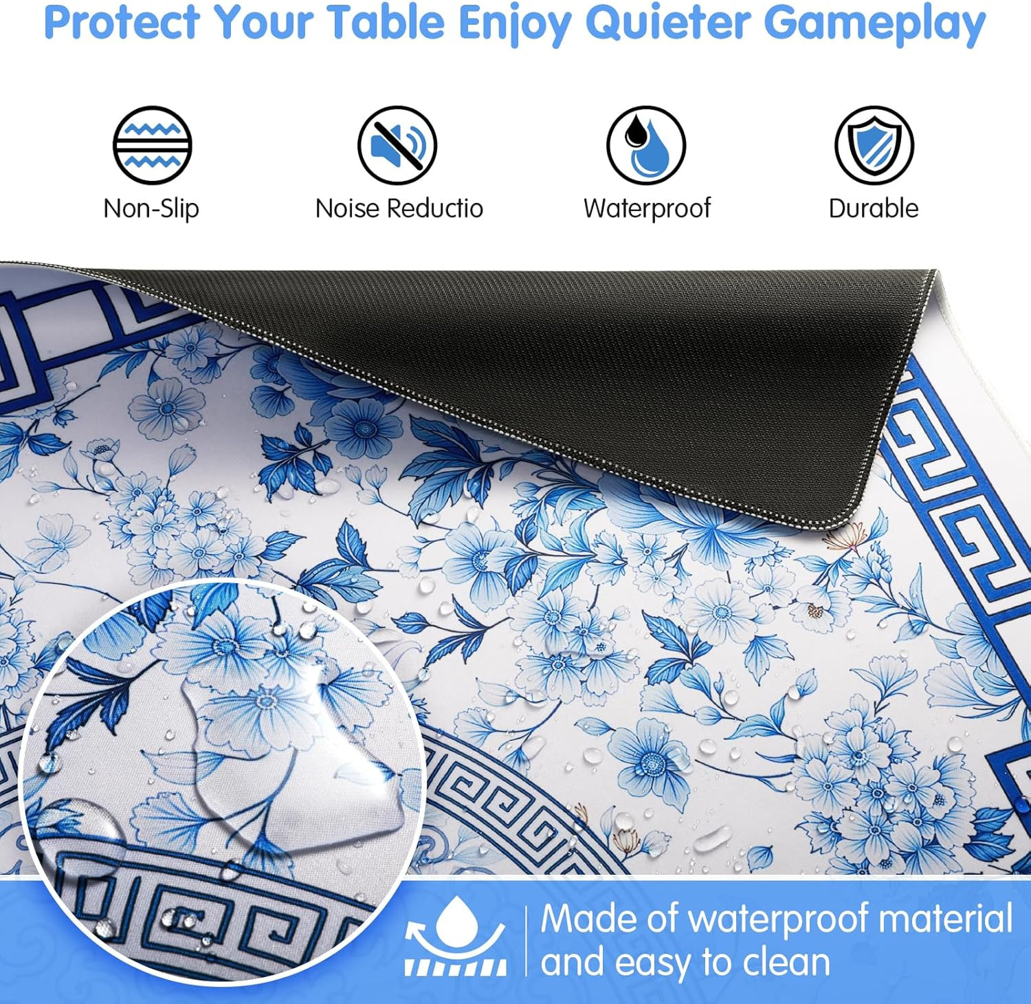 Mahjong Mat for Table 33″ Rolled Packaging for American Mahjong Set | Waterproof