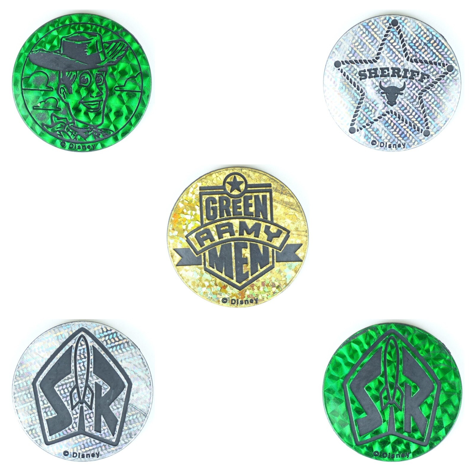 Lot of 5 Authentic POG Brand Disney Toy Story Plastic POG Kini Slammer WPF 1990s