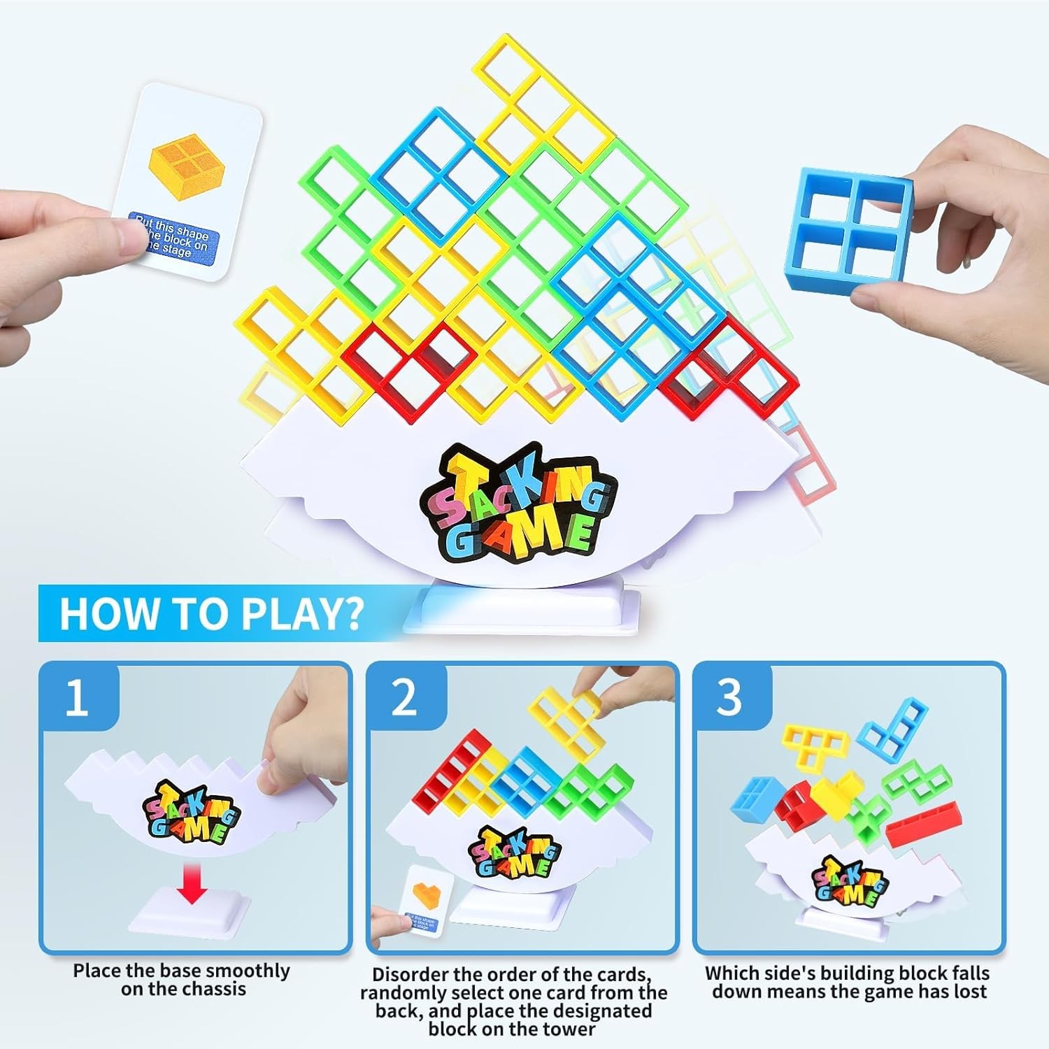 48PCS Stack Game for Adult & Kids, Tetra Board Tower Games for Family Tra