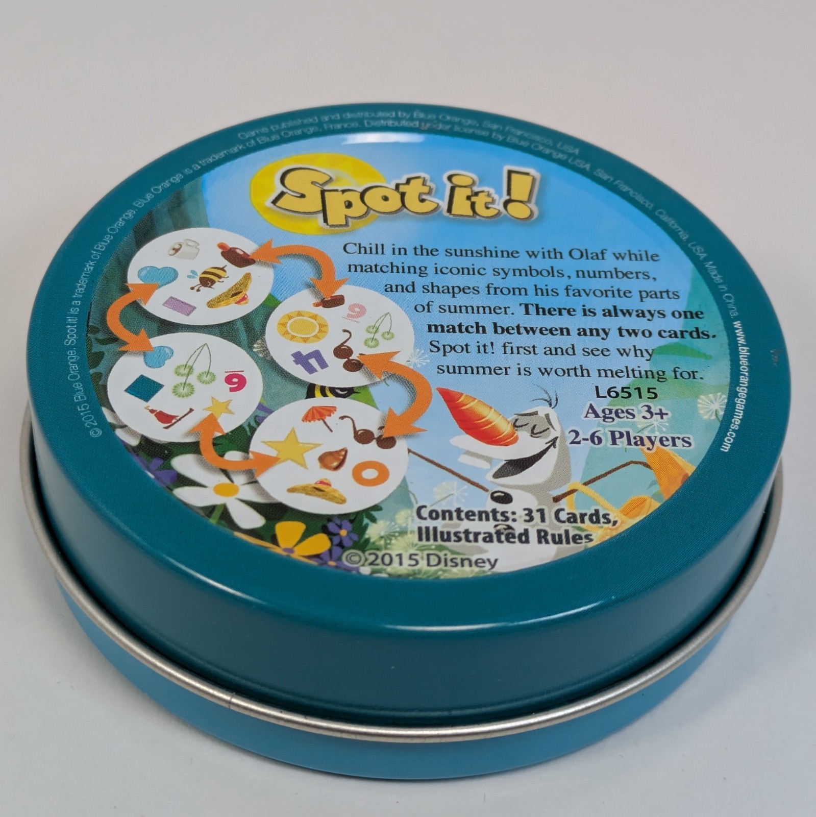 Disney Frozen Spot It Numbers and Shapes Game Tin 2015 Blue Orange Complete