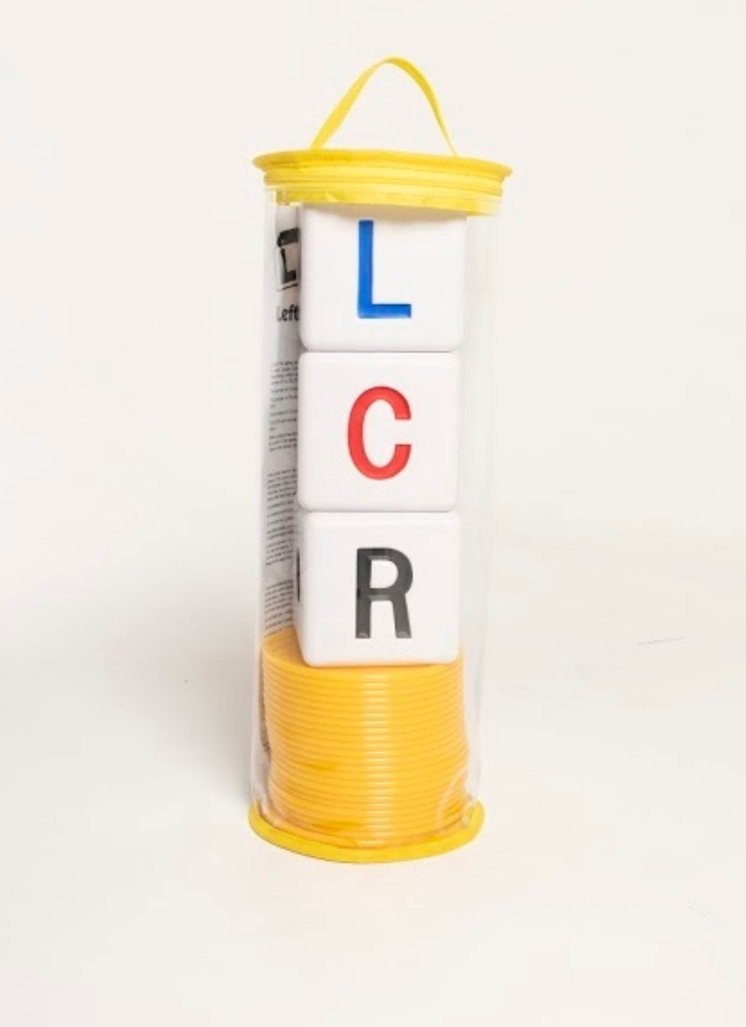THE ORIGINAL BIG LCR® LEFT CENTER RIGHT™ DICE GAME – ZIP BAG (YELLOW)