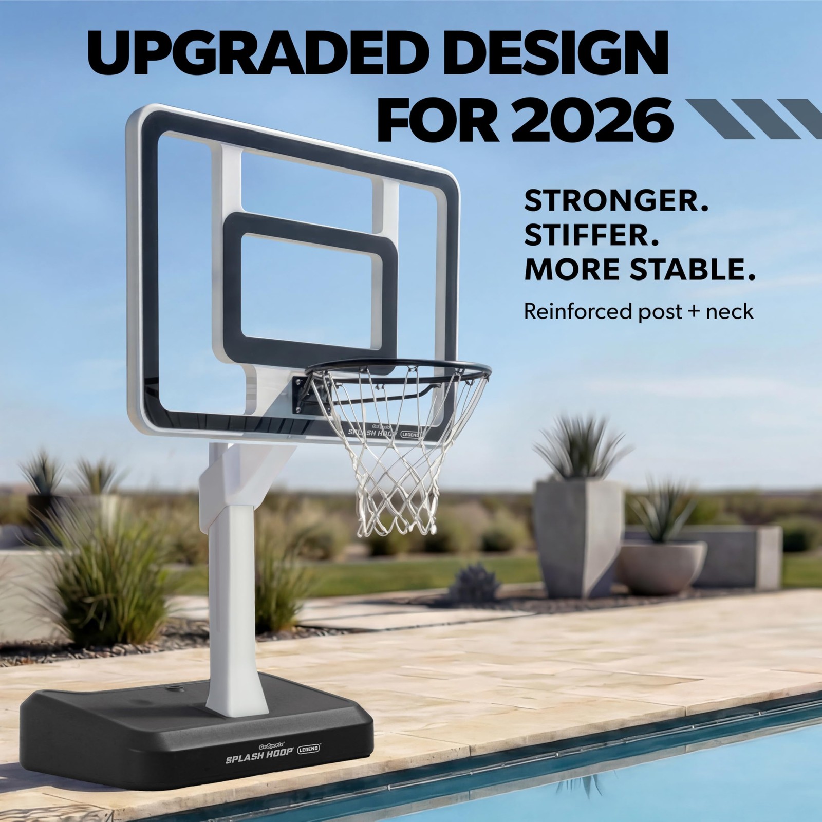 Pool Basketball Hoop Adjustable Height Regulation Steel Rim Black GoSports Game