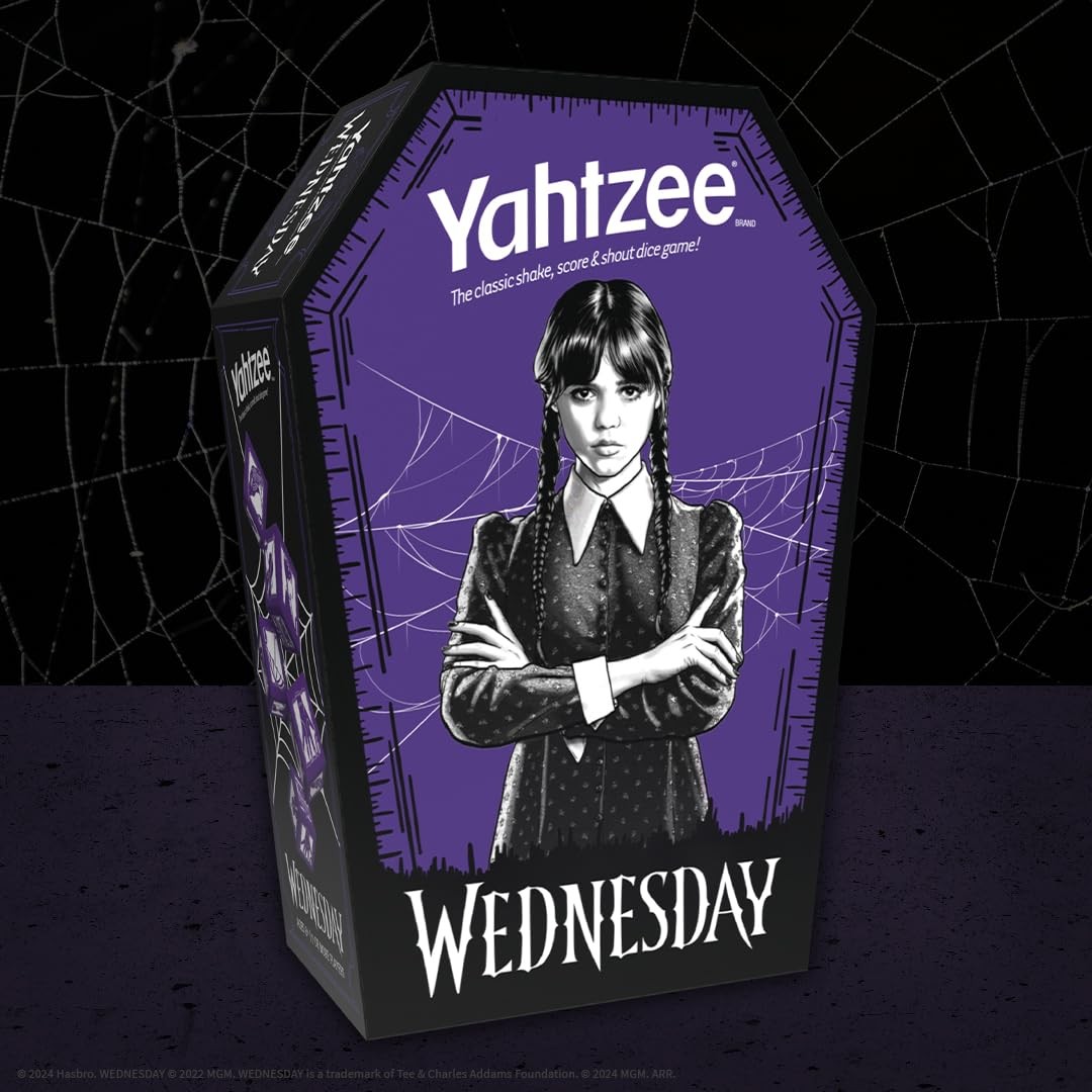 Wednesday Addams Yahtzee Game Collector’s Edition Coffin Dice Cup Custom Dice