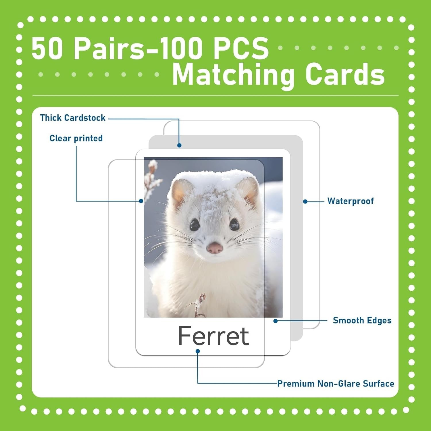 50 Pairs Memory Matching Game Animal Babies Concentration Memory Card Educati…