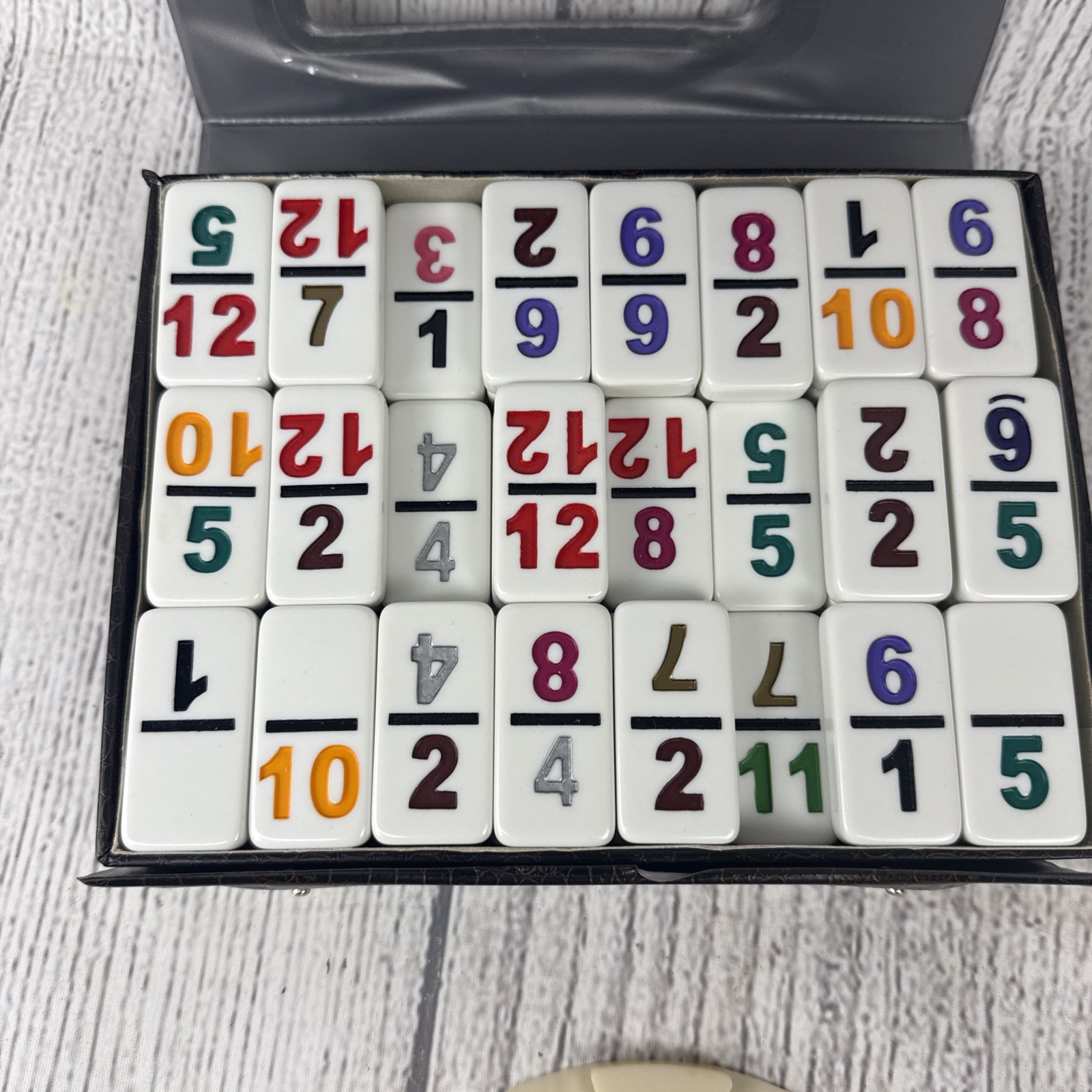 Vtg Double Twelve Dominoes Set Of 91 Leather Case Complete W Mexican Train Clean