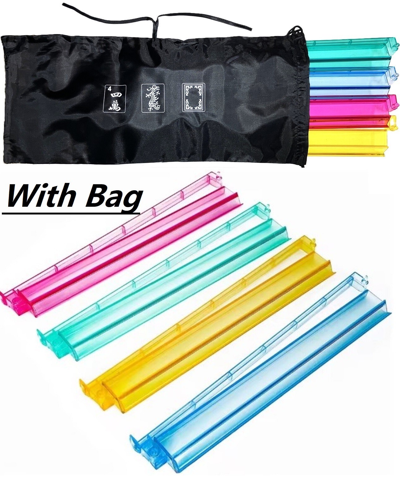 Mahjong Racks American Western Mah Jongg Combo Racks and Pushers Set /4 with Bag