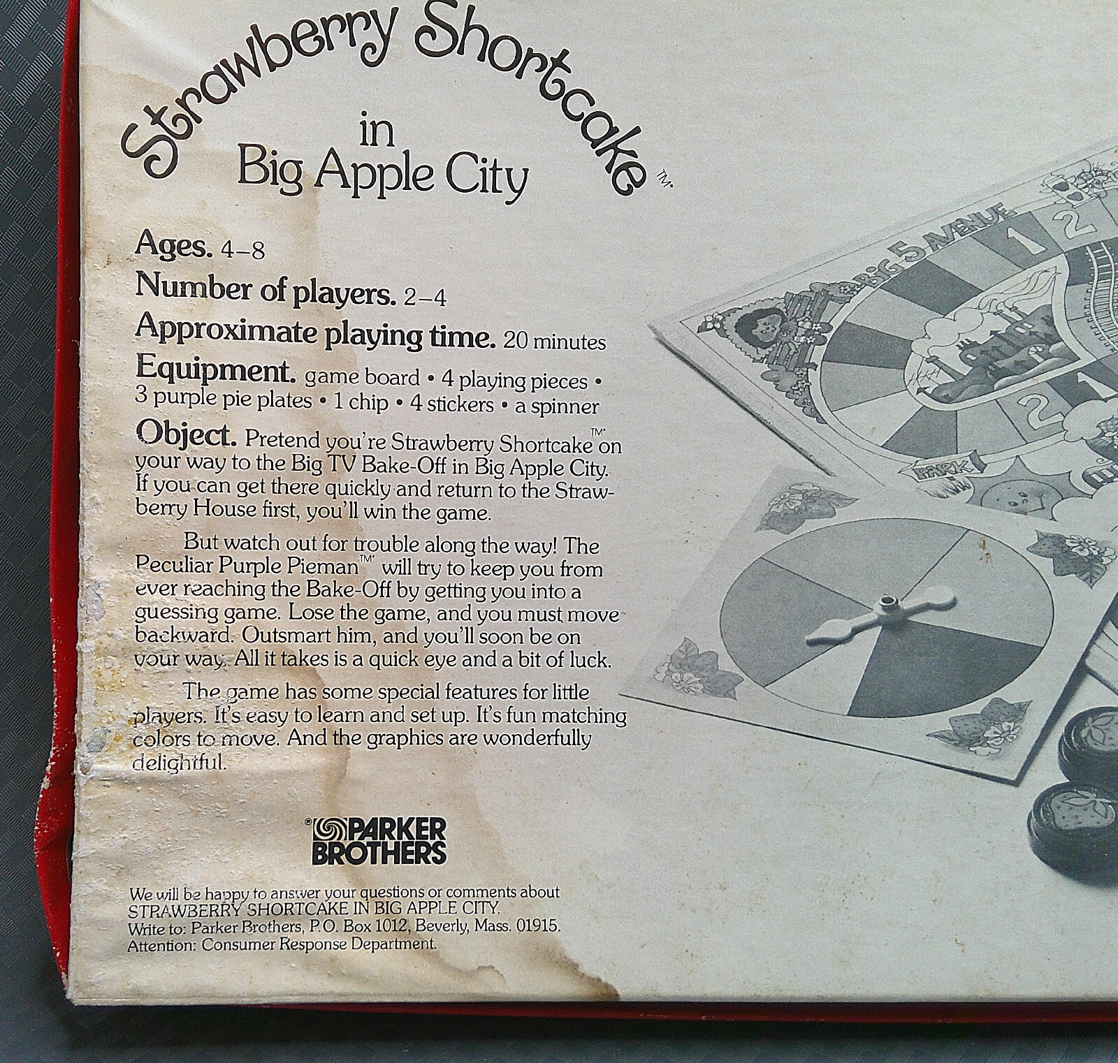 Vintage 1981 Parker Brothers Strawberry Shortcake in Big Apple City Board Game