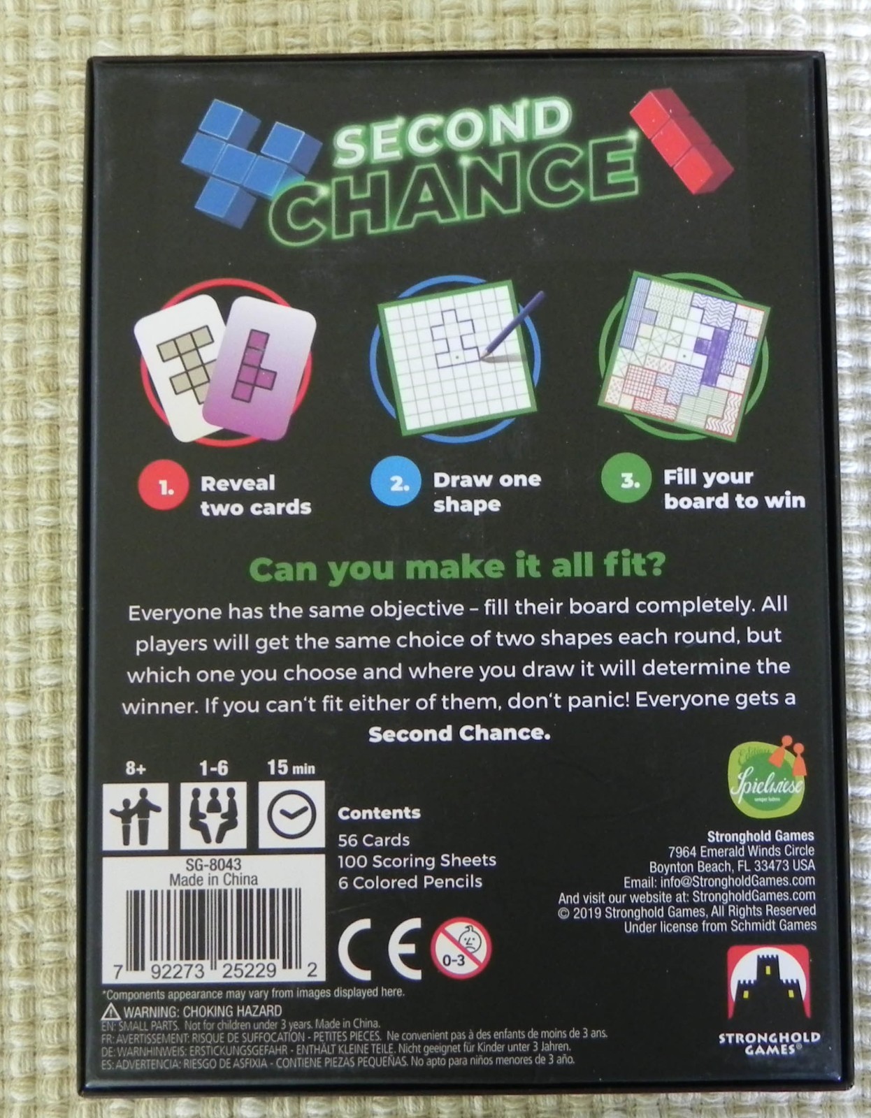 Second Chance card board Game by Stronghold Games 2019 Uwe Rosenberg EUC