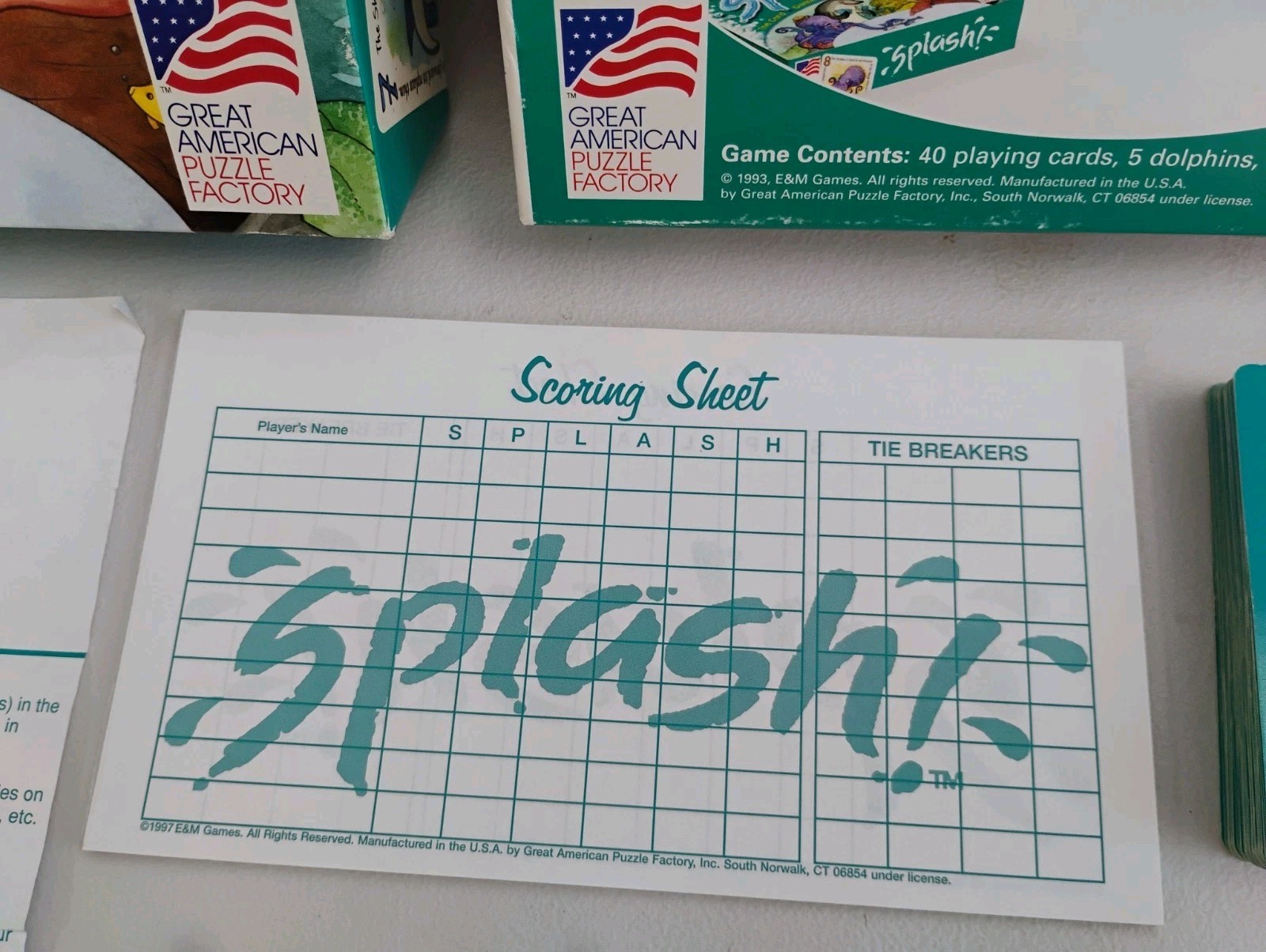 Vntg 1993 Great American Puzzle Factory Splash! Rubber Dolphins Card Game COMP