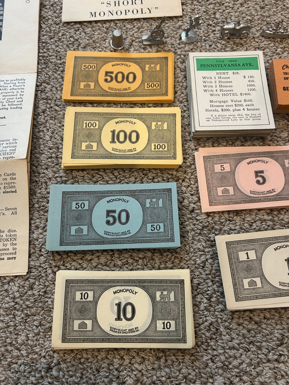 1946 Parker Brothers Monopoly Game and Board – See Description