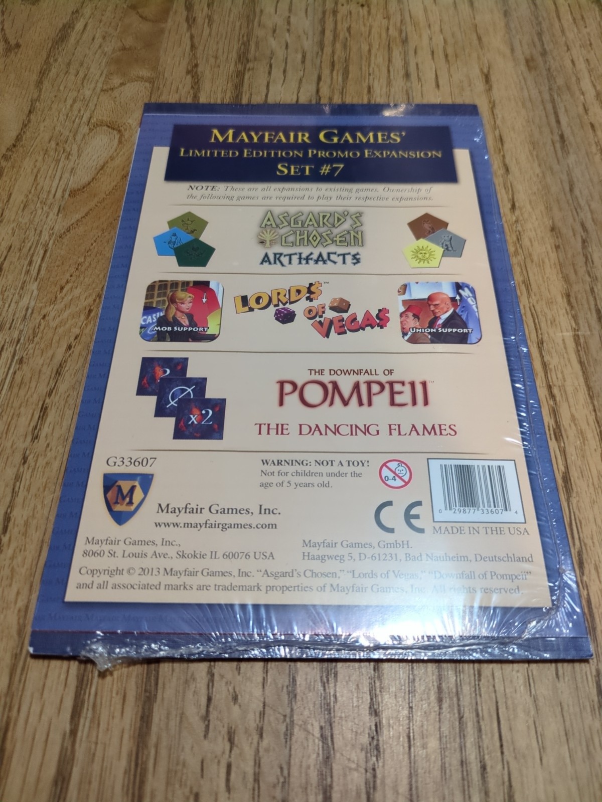 Mayfair Limited Promo Expansion Set #7: Asgard’s Chosen, Lords of Vegas, Pompeii