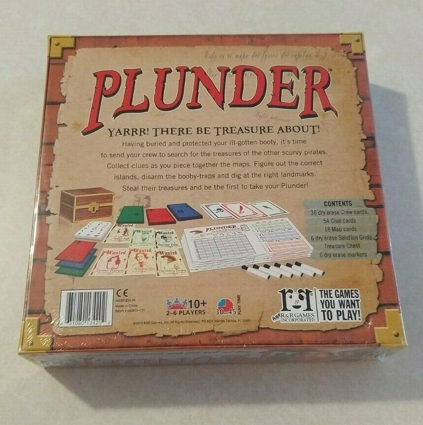 Plunder By R & R Games The Pirate Treasure Hunt Board Game New Sealed