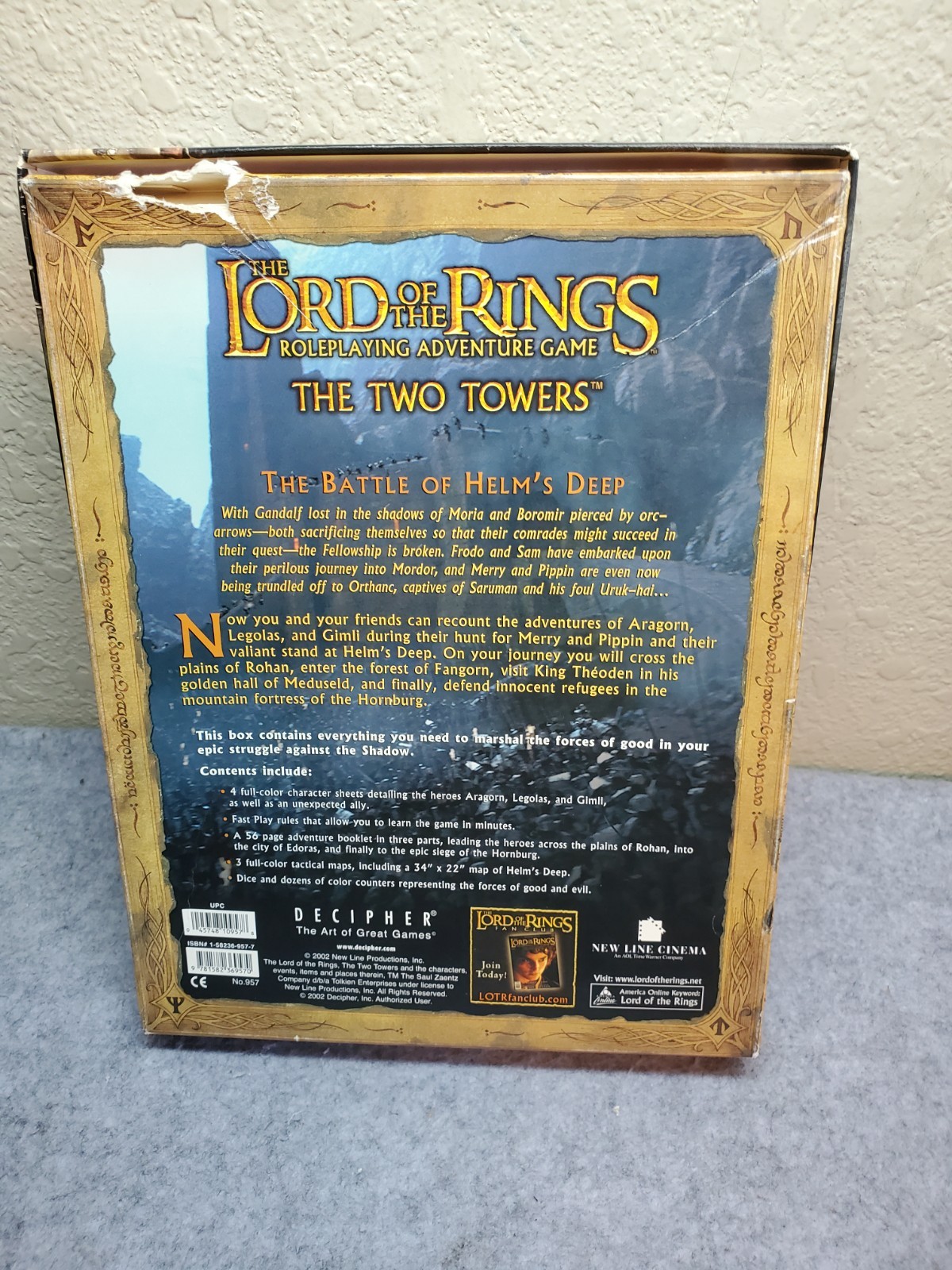 Lord of the Rings Roleplaying Adventure Game Two Towers Box Set, Pre-own, Comple