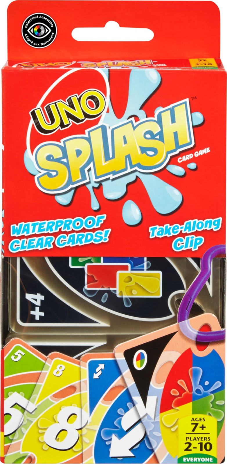 UNO Splash Waterproof Card Game Portable Clip for Travel & Camping Fun