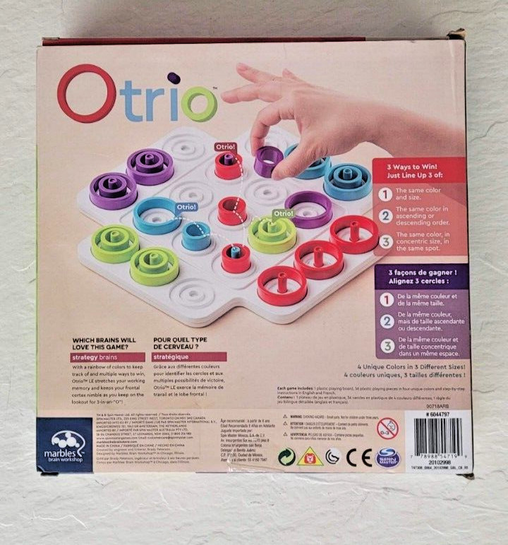 Otrio Game Marbles Brain Workshop Complete French English Instructions Award Win